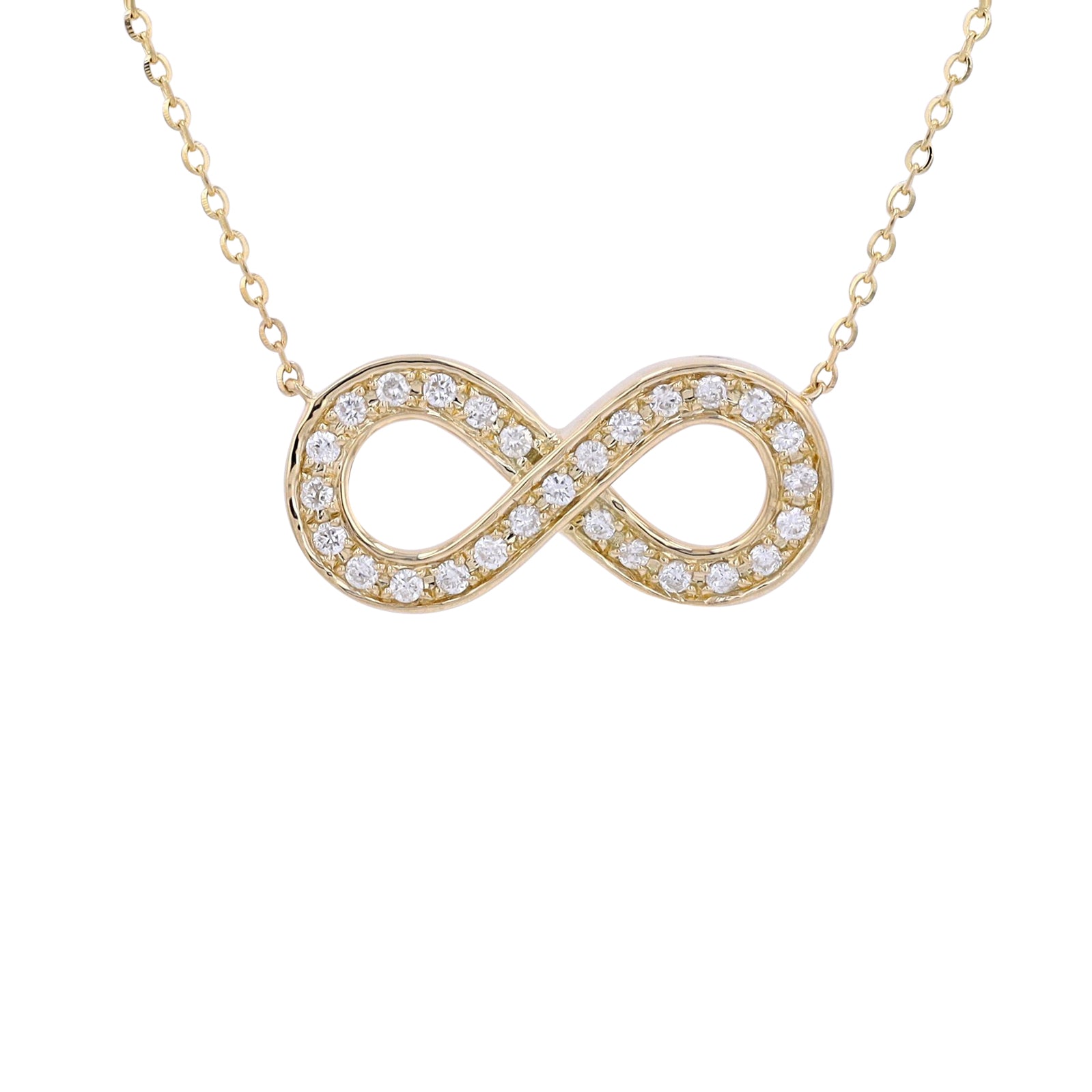 14K YG .22 CTW Diamond Infinity Necklace
