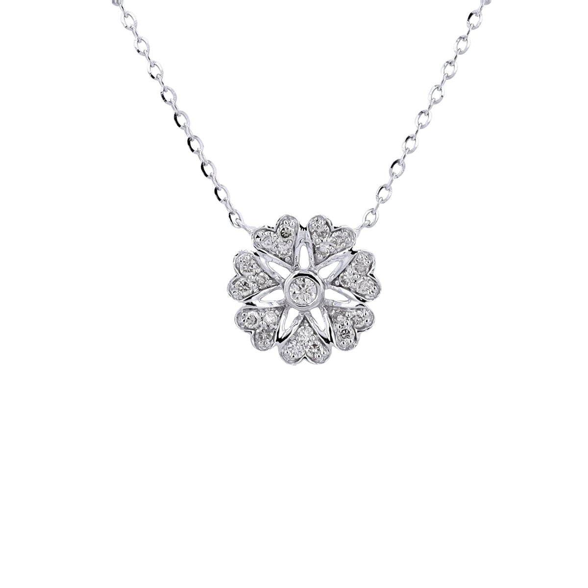 14K Diamond Flower Necklace<p><strong>More Colors Available</p></strong>