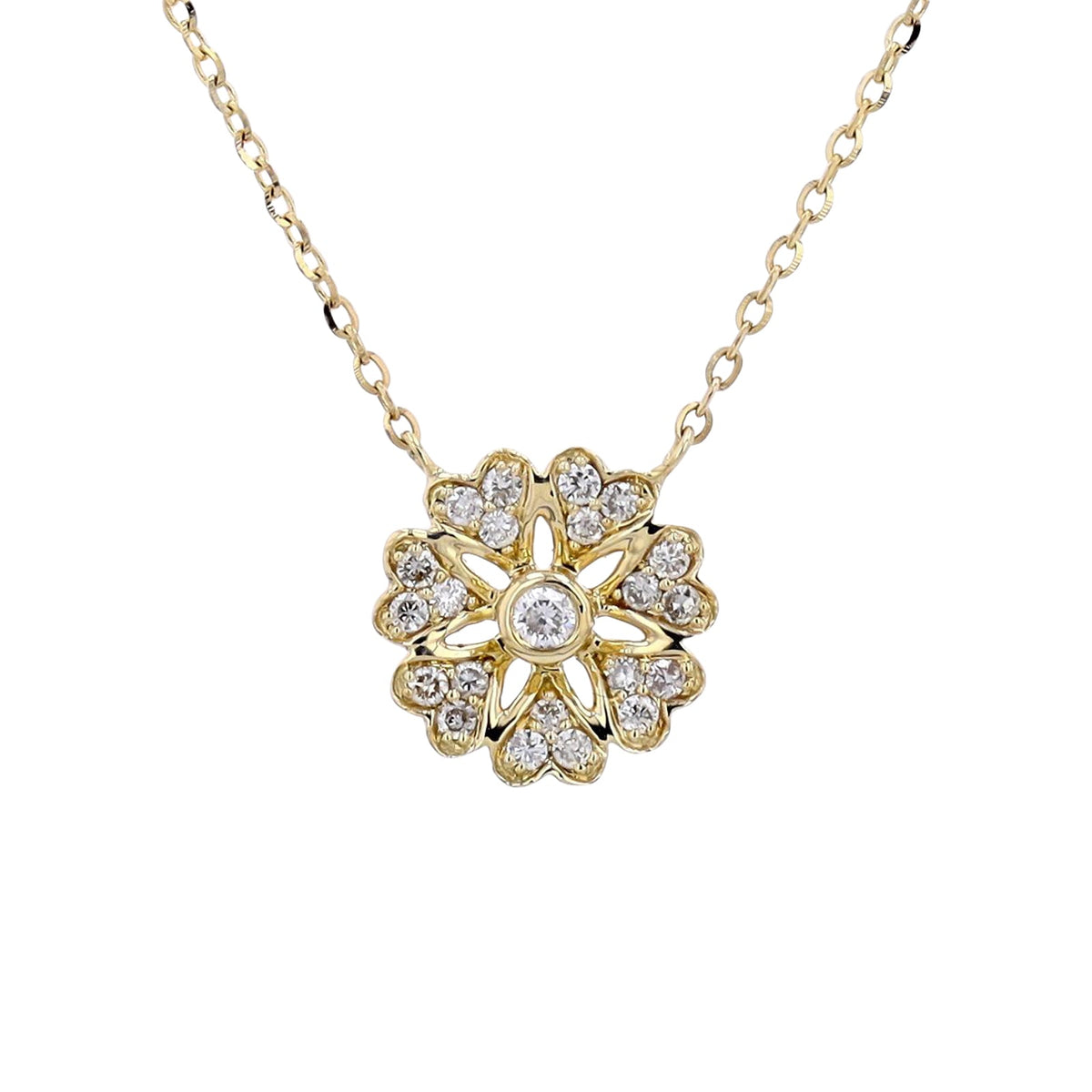 14K Diamond Flower Necklace<p><strong>More Colors Available</p></strong>