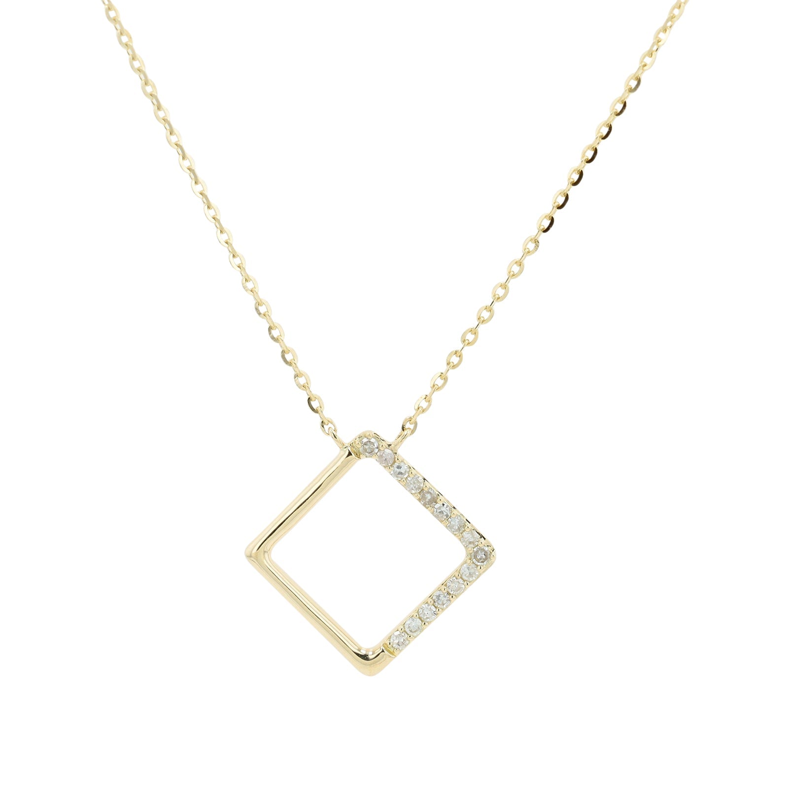 14K Diamond Square Pendant<p><strong>More Colors Available</p></strong>