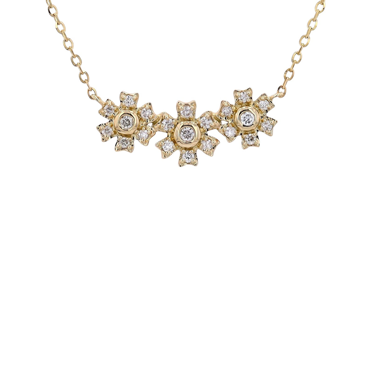 14K Diamond Flower Necklace