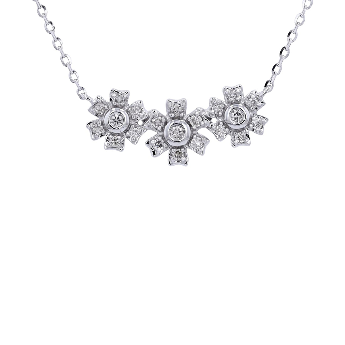 14K Diamond Flower Necklace