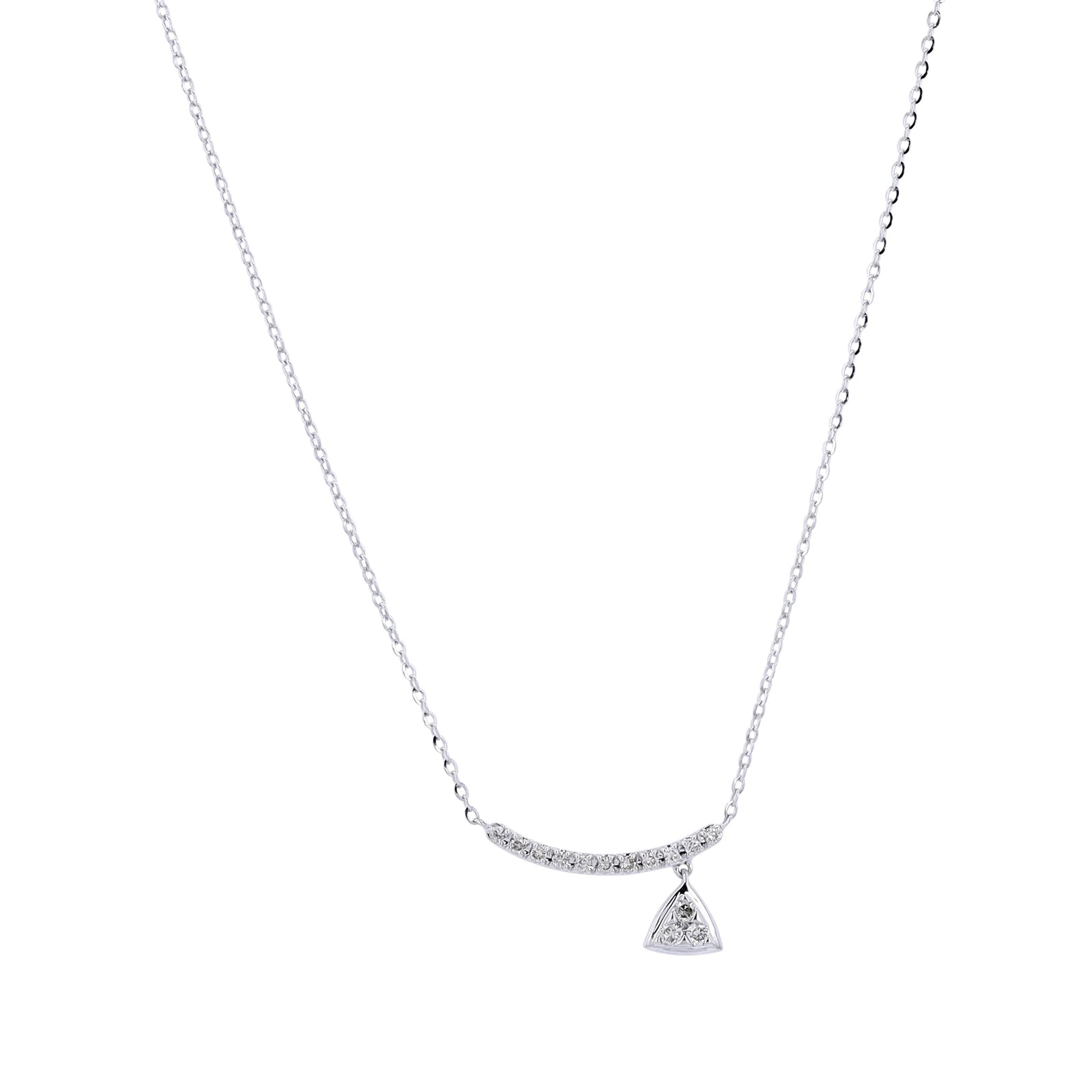 14K WG Curved Diamond Bar Necklace