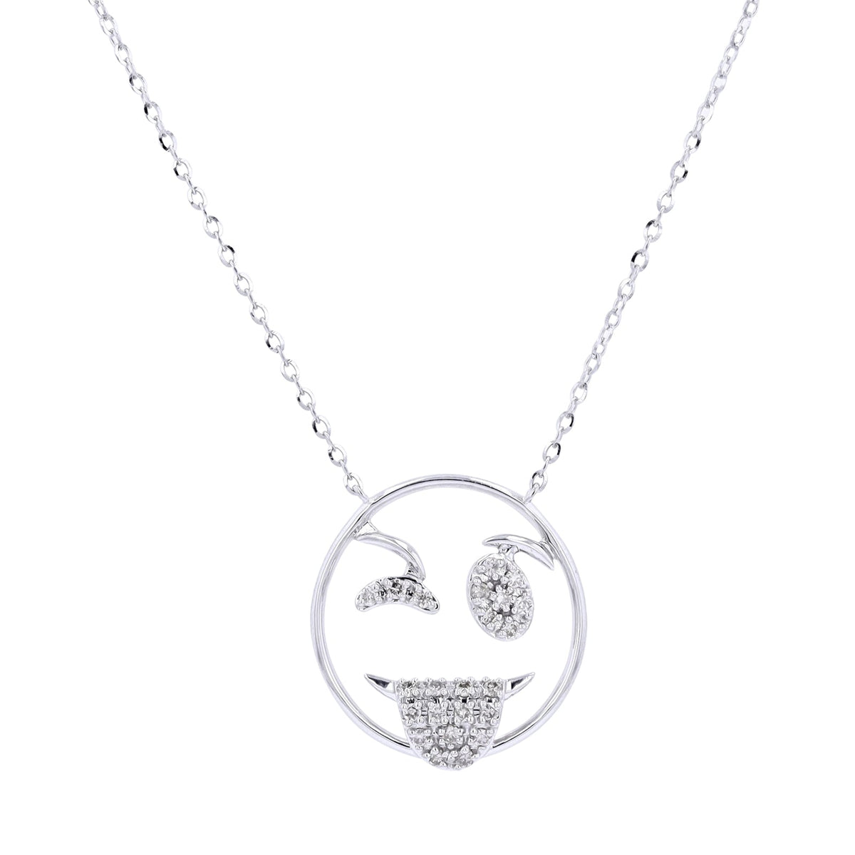 14K Diamond Emoji Wink Necklace<p><strong>More Colors Available</p></strong>