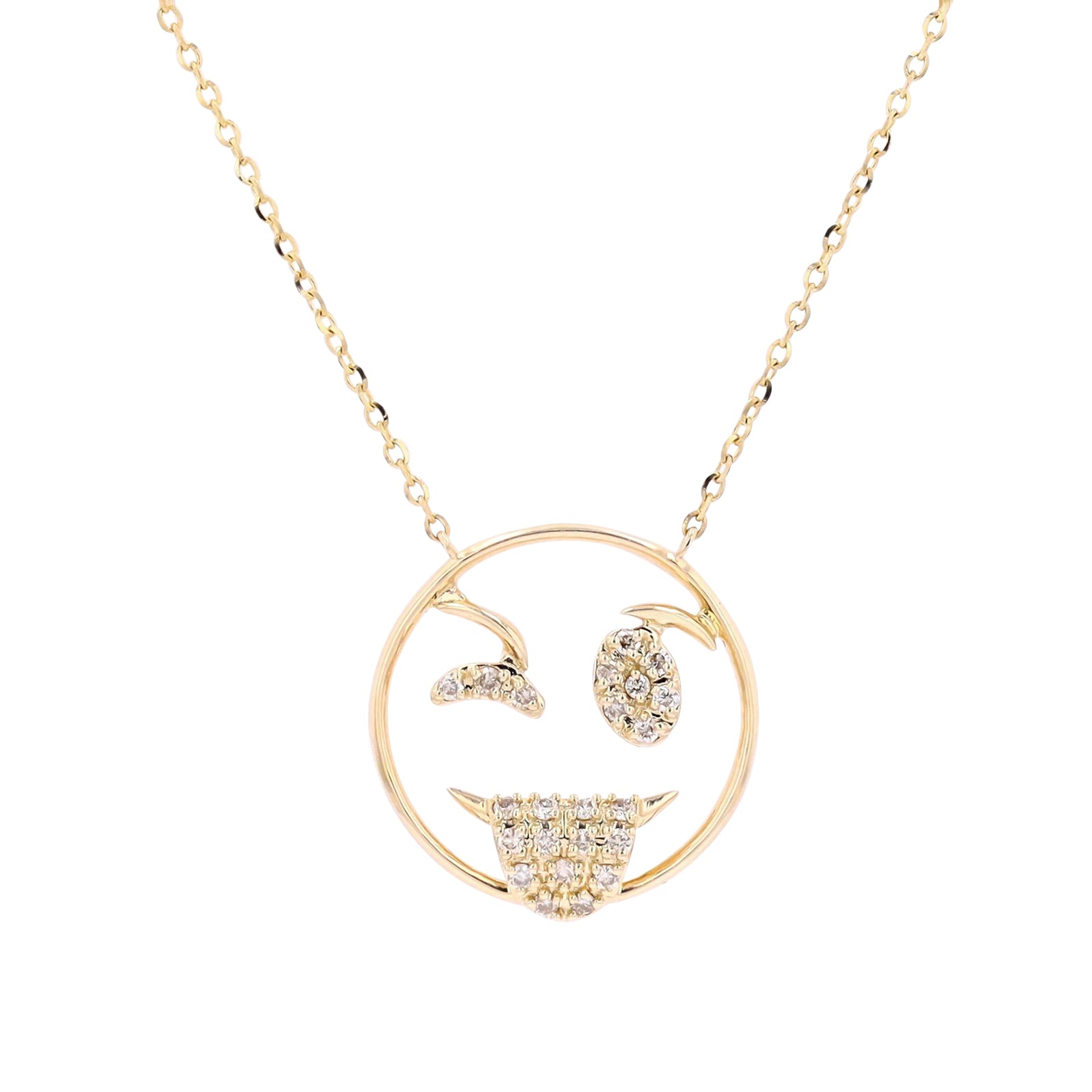 14K Diamond Emoji Wink Necklace<p><strong>More Colors Available</p></strong>