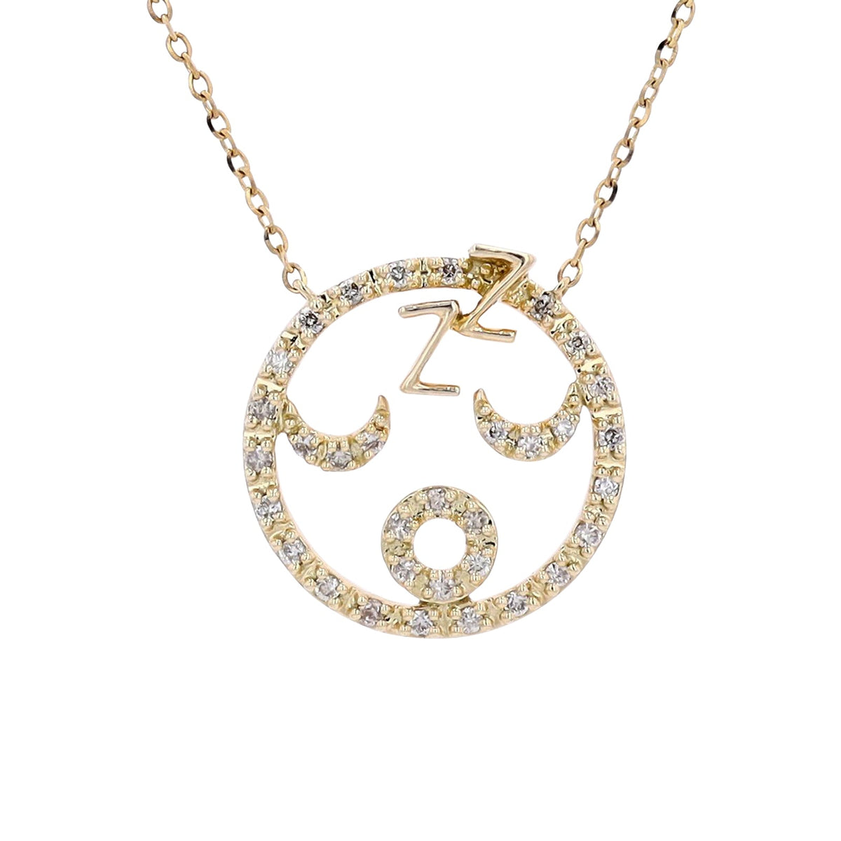 14K Sleeping Emoji Diamond Necklace<p><strong>More Colors Available</p></strong>