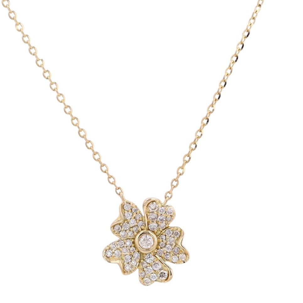 14K Diamond Flower Pendant<p><strong>More Colors Available</p></strong>