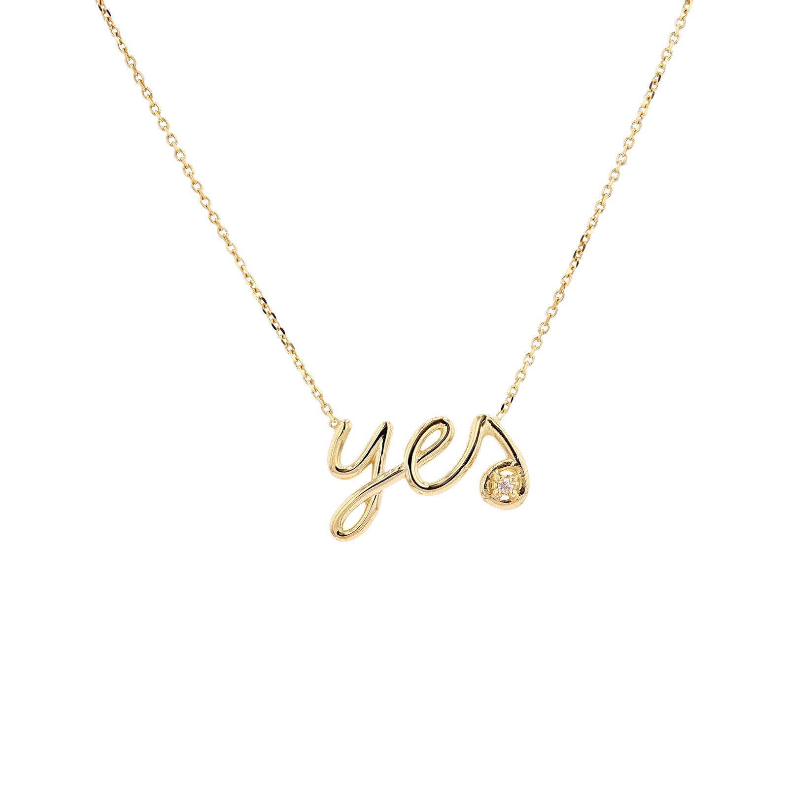 14K YG 'Yes' Diamond Necklace