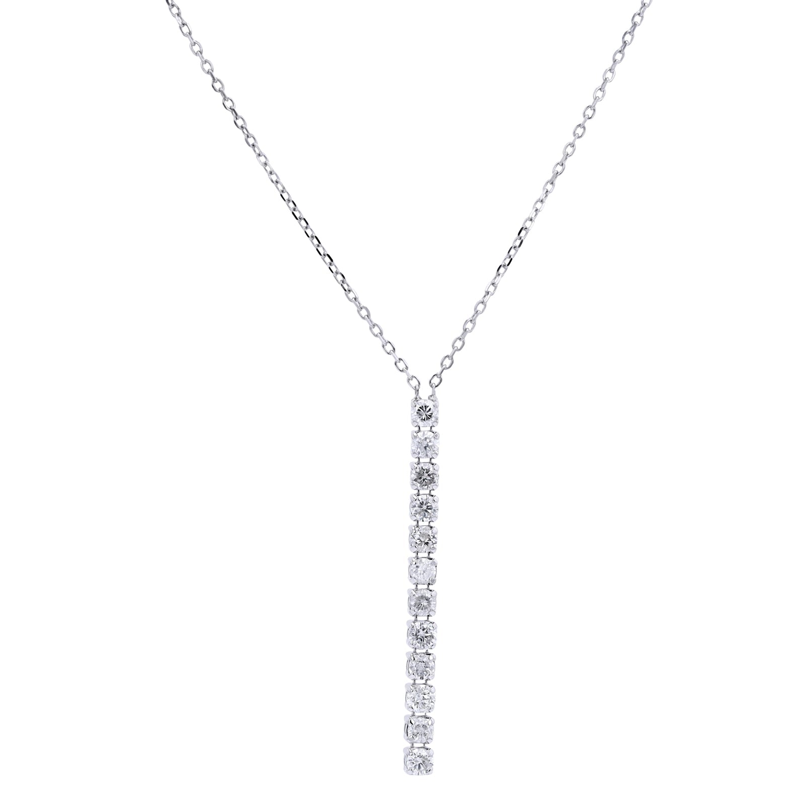 14K WG Diamond Bar Necklace