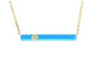 14K YG EFFY Blue Enamel Bar Necklace