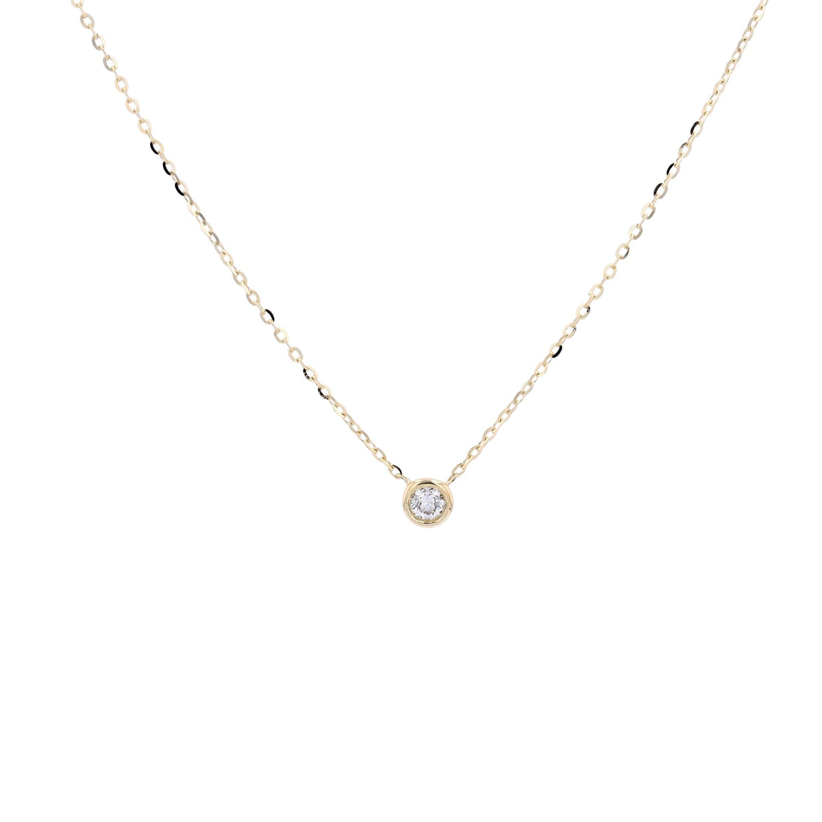 14K Bezel Set Diamond Solitaire Pendant</strong><p><strong>More Colors Available</p></strong>