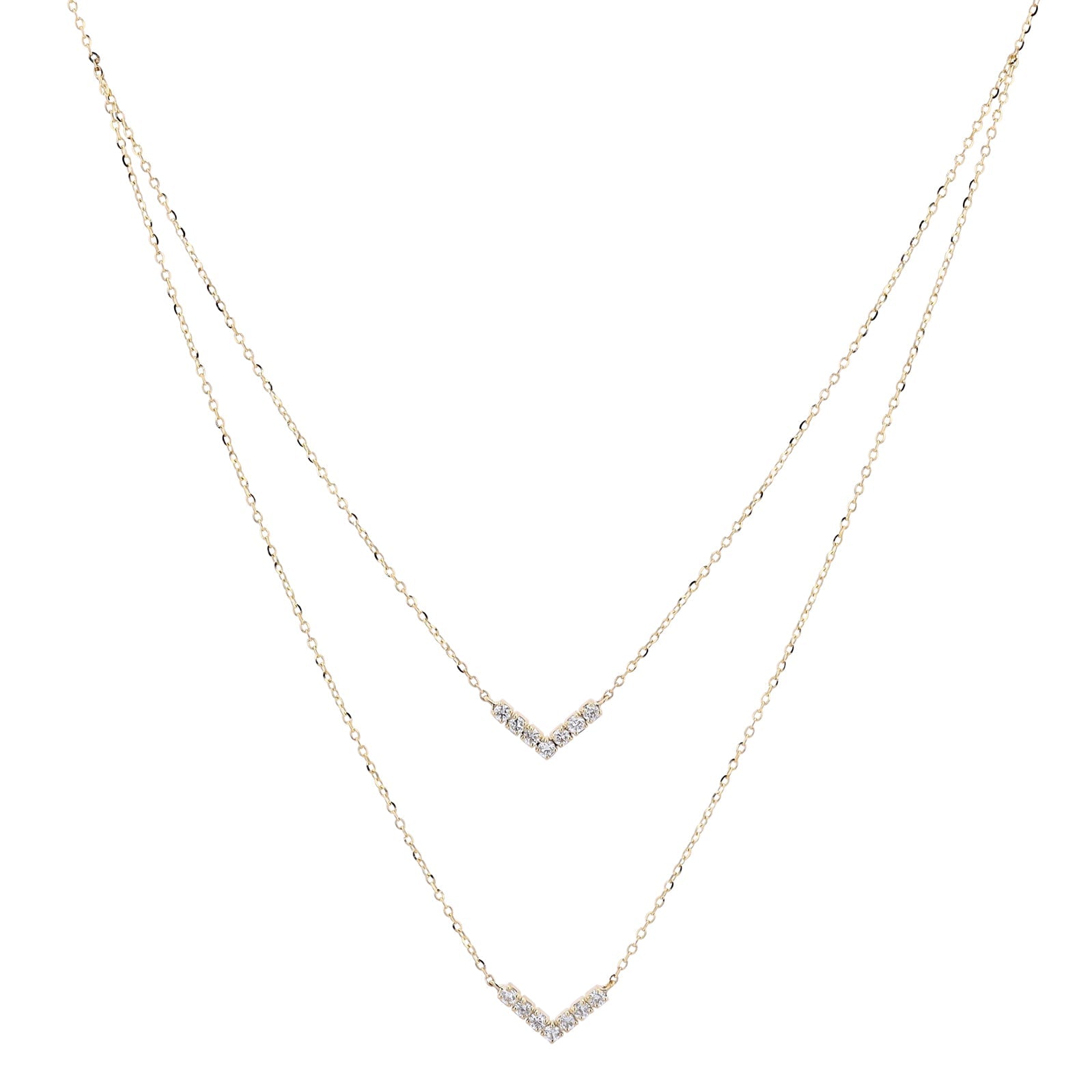 10K Chevron Diamond Stacked Necklace<p><strong>More Colors Available</p></strong>