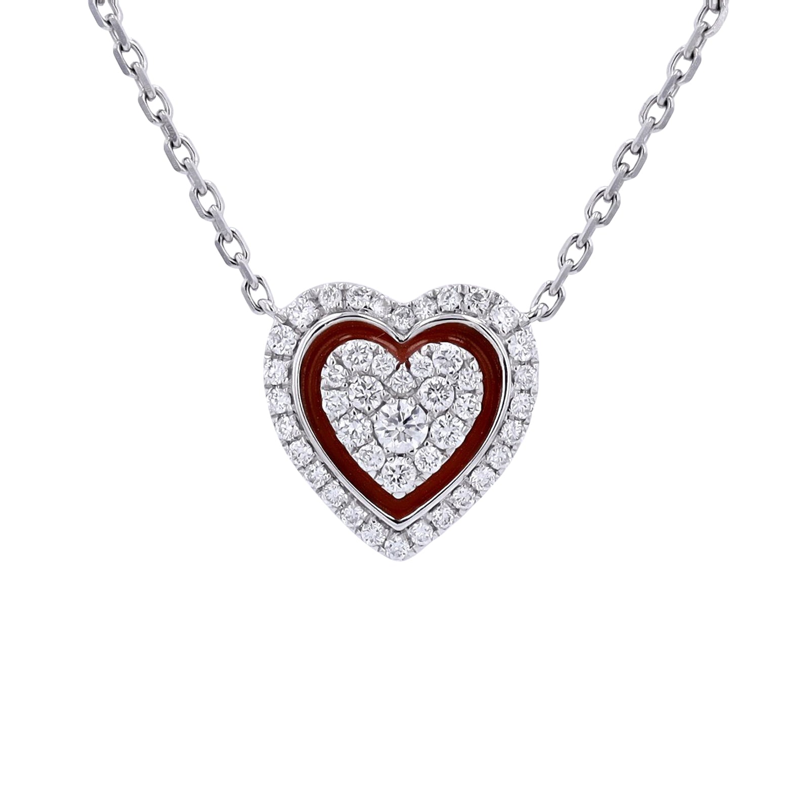 14K EFFY WG .25 CTW Diamond Heart Cluster Necklace