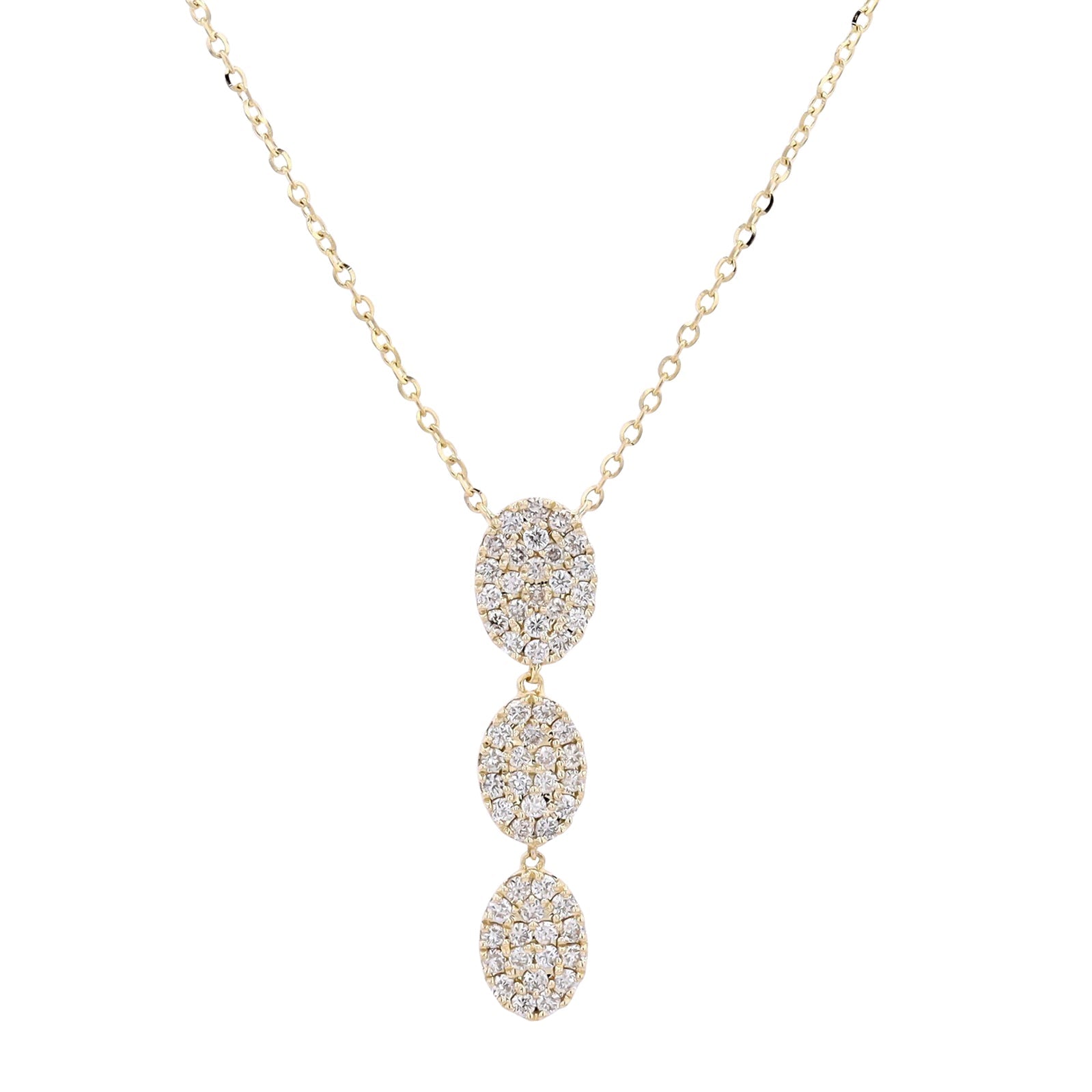 14K YG Diamond Cluster Oval Pendant