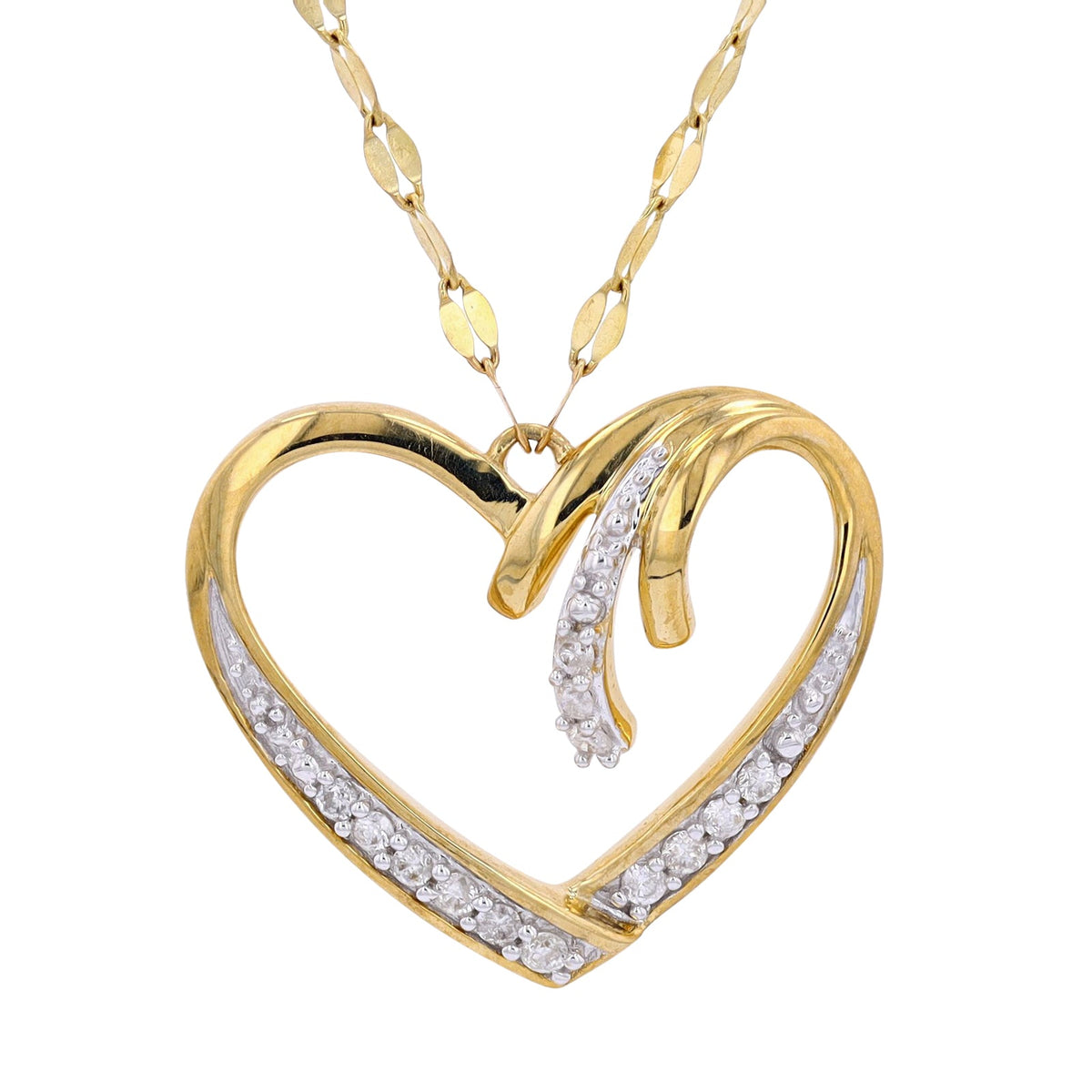 10K YG Diamond Heart Pendant
