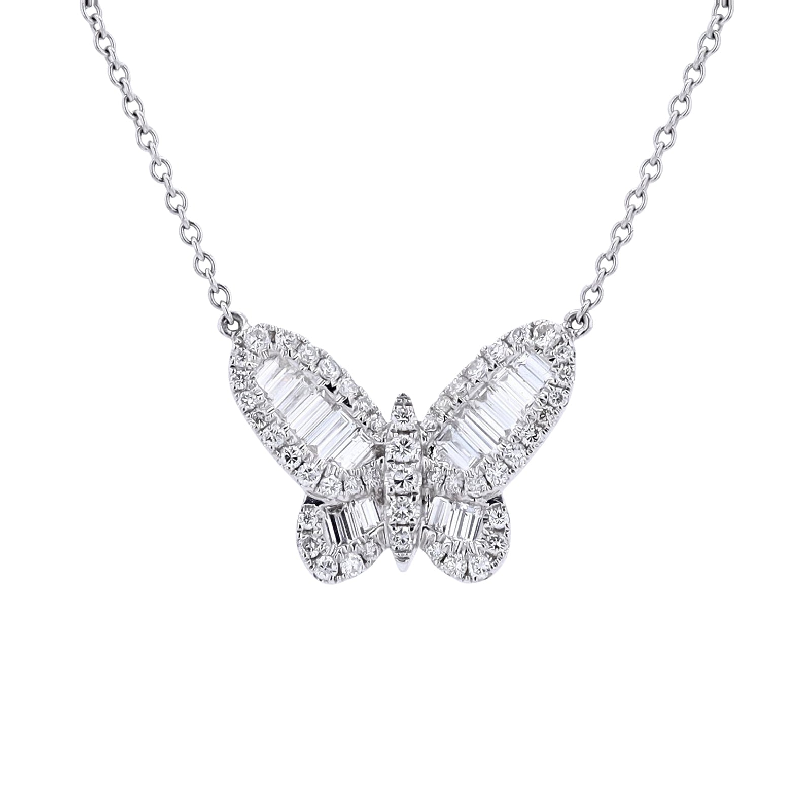 18K WG 1.50 CTW Diamond Butterfly Necklace