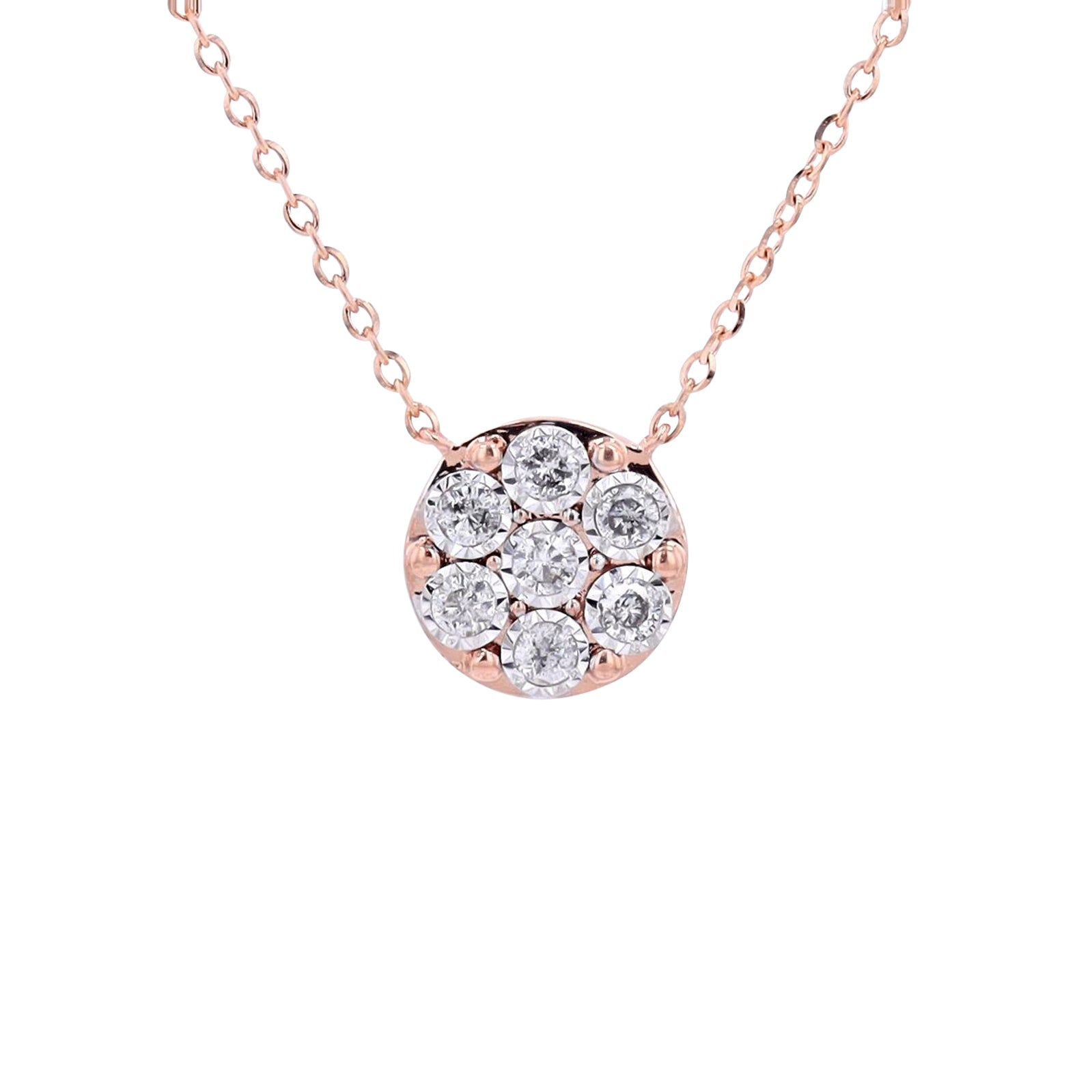 10K Round Diamond Cluster Necklace<p><strong>More Colors Available</p></strong>