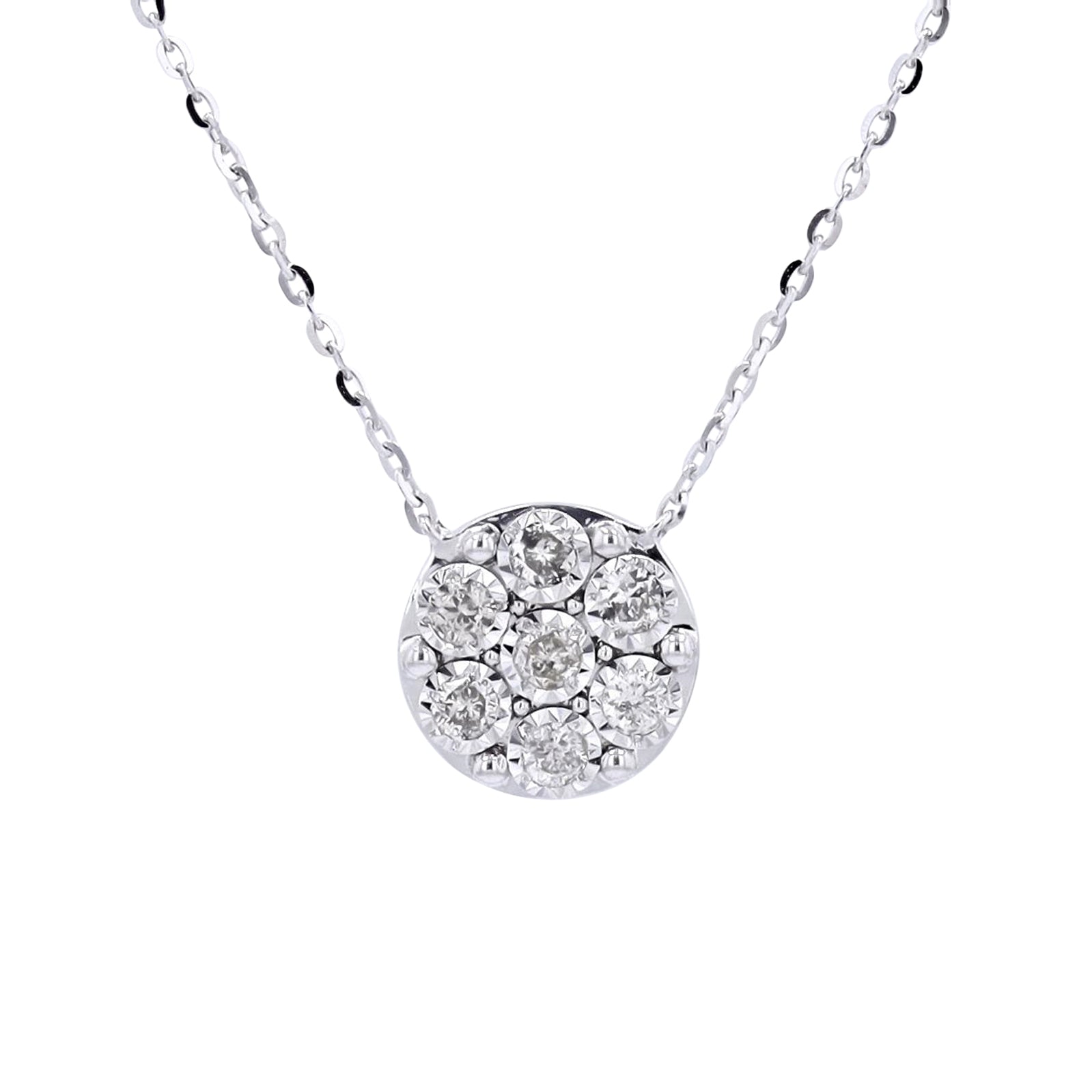 10K Round Diamond Cluster Necklace<p><strong>More Colors Available</p></strong>