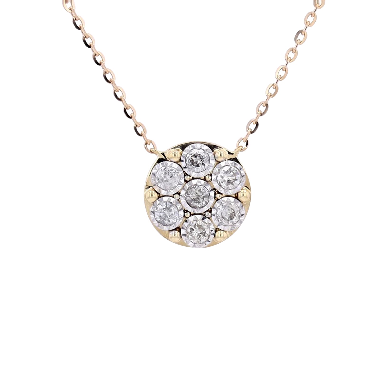 10K Round Diamond Cluster Necklace<p><strong>More Colors Available</p></strong>