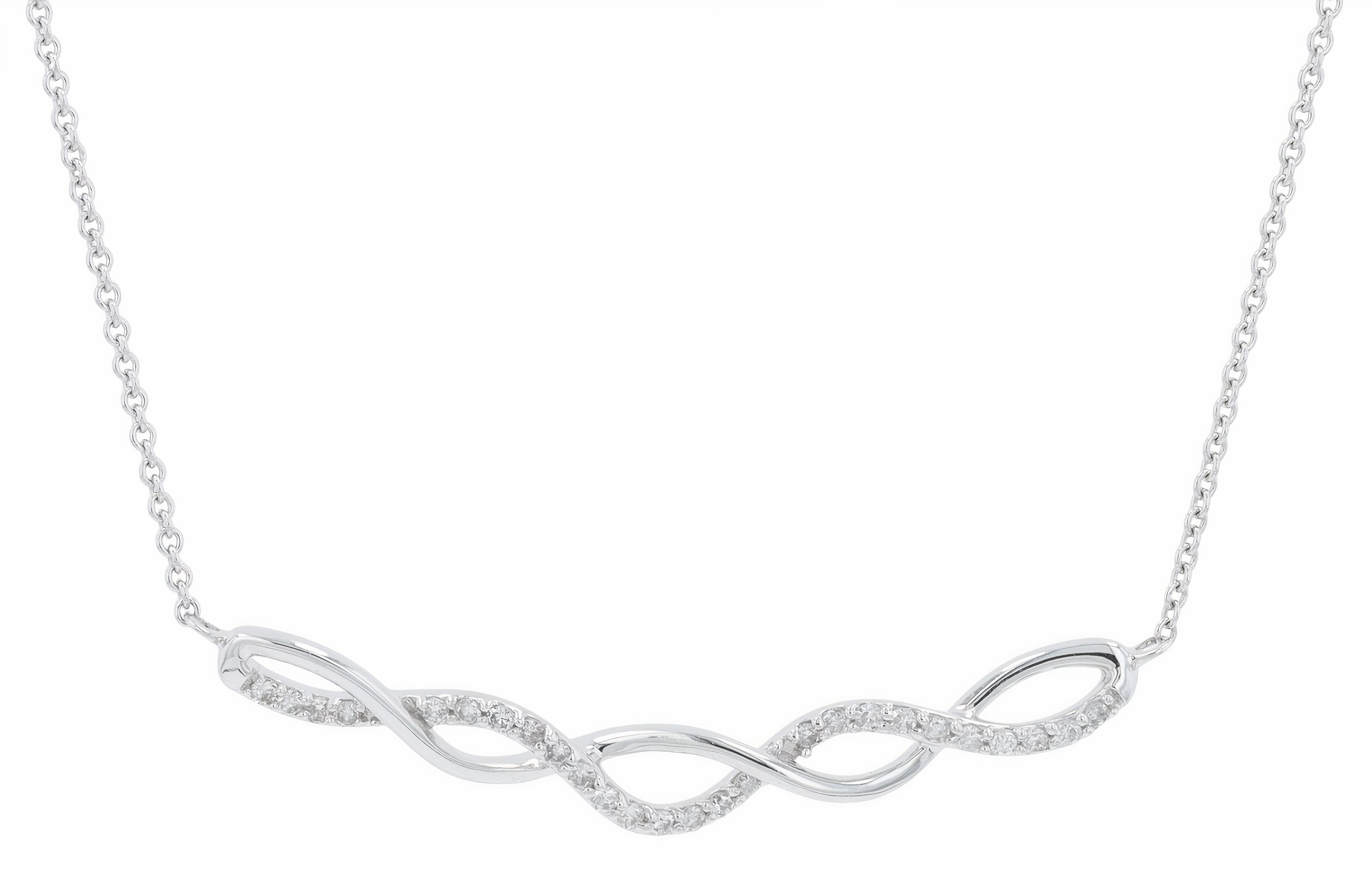 10K WG .15 CTW Diamond Crossover Necklace