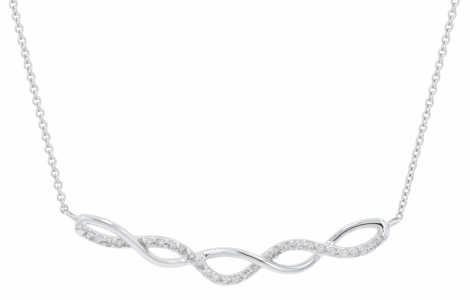 10K WG .15 CTW Diamond Crossover Necklace
