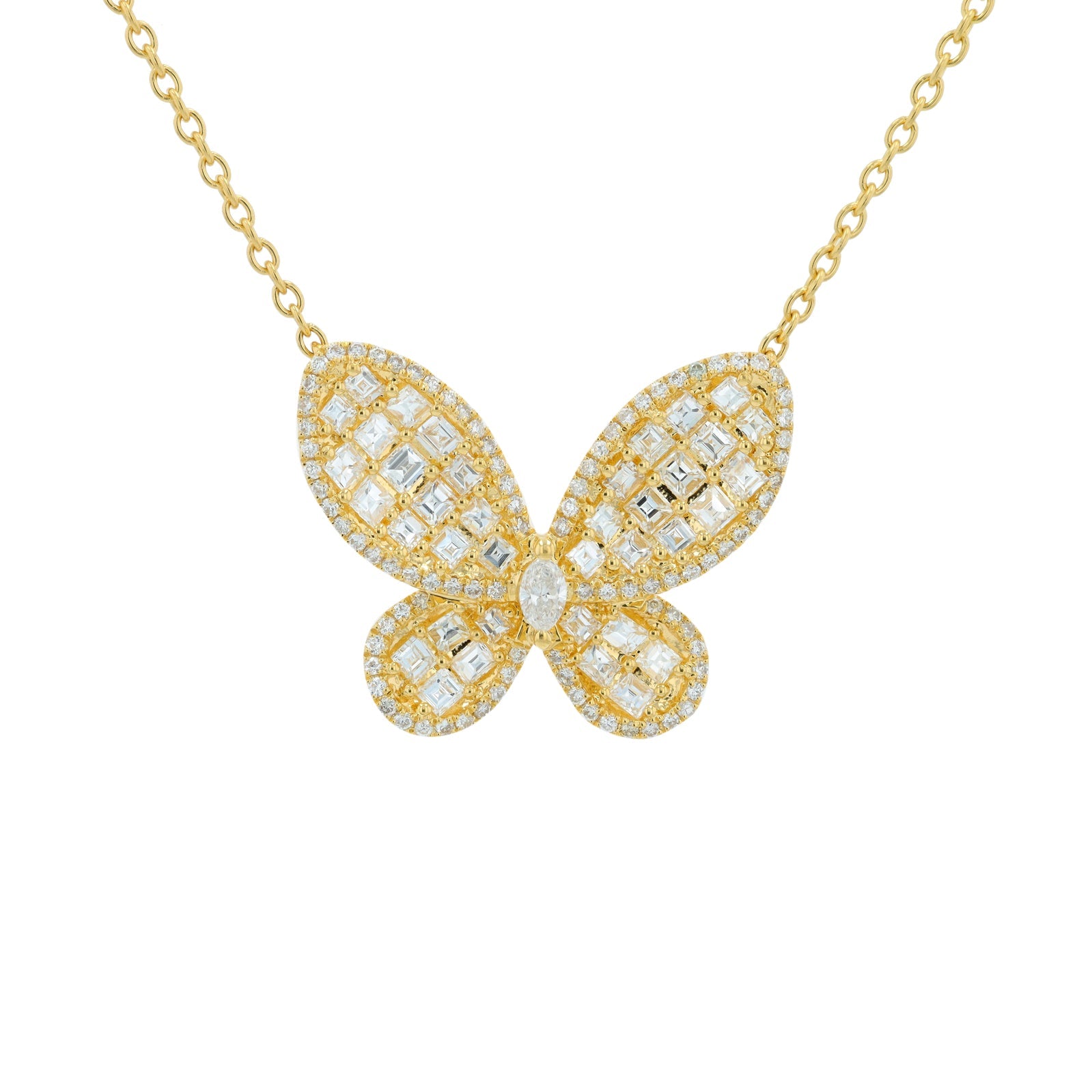 18K YG 2 CTW Diamond Butterfly Necklace