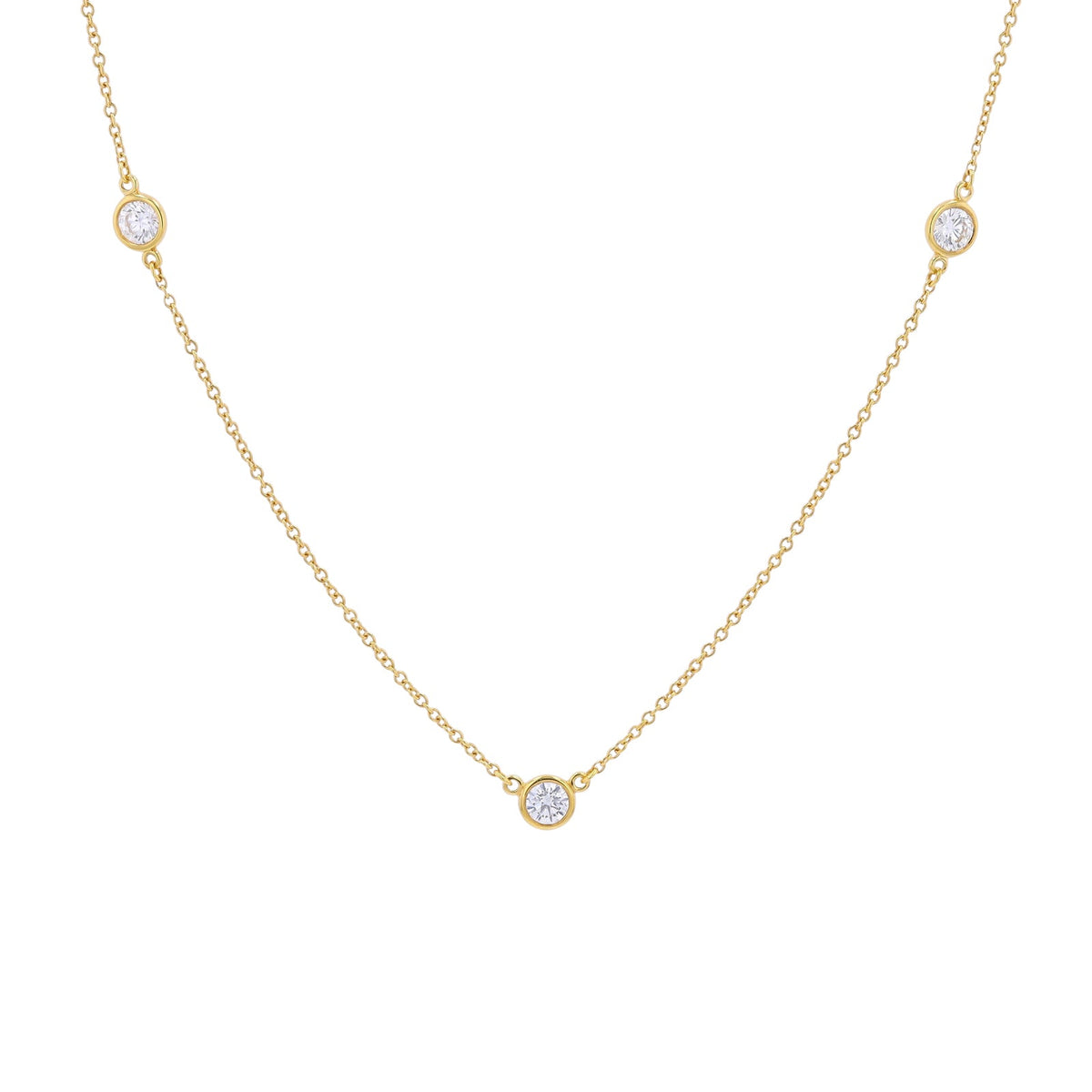 18K YG Tiffany & Co 1/2 CT Diamond Stations Necklace