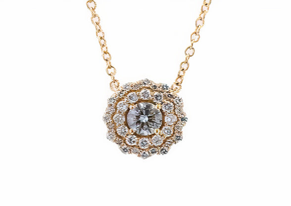 14K YG EFFY 0.48 CT Diamond Halo Pendant