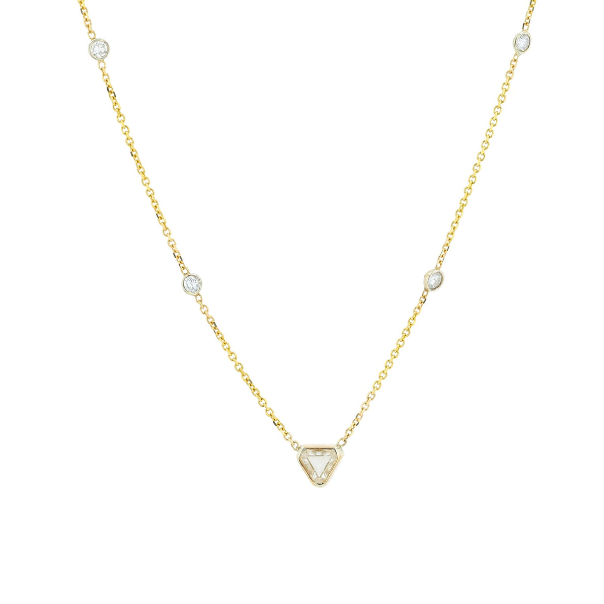 14K YG 1.01 CT Trillion Cut Solitaire Necklace<p><strong>GIA Available</p></strong>