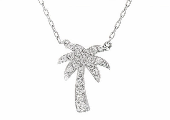 14K WG EFFY Diamond Palm Tree Necklace