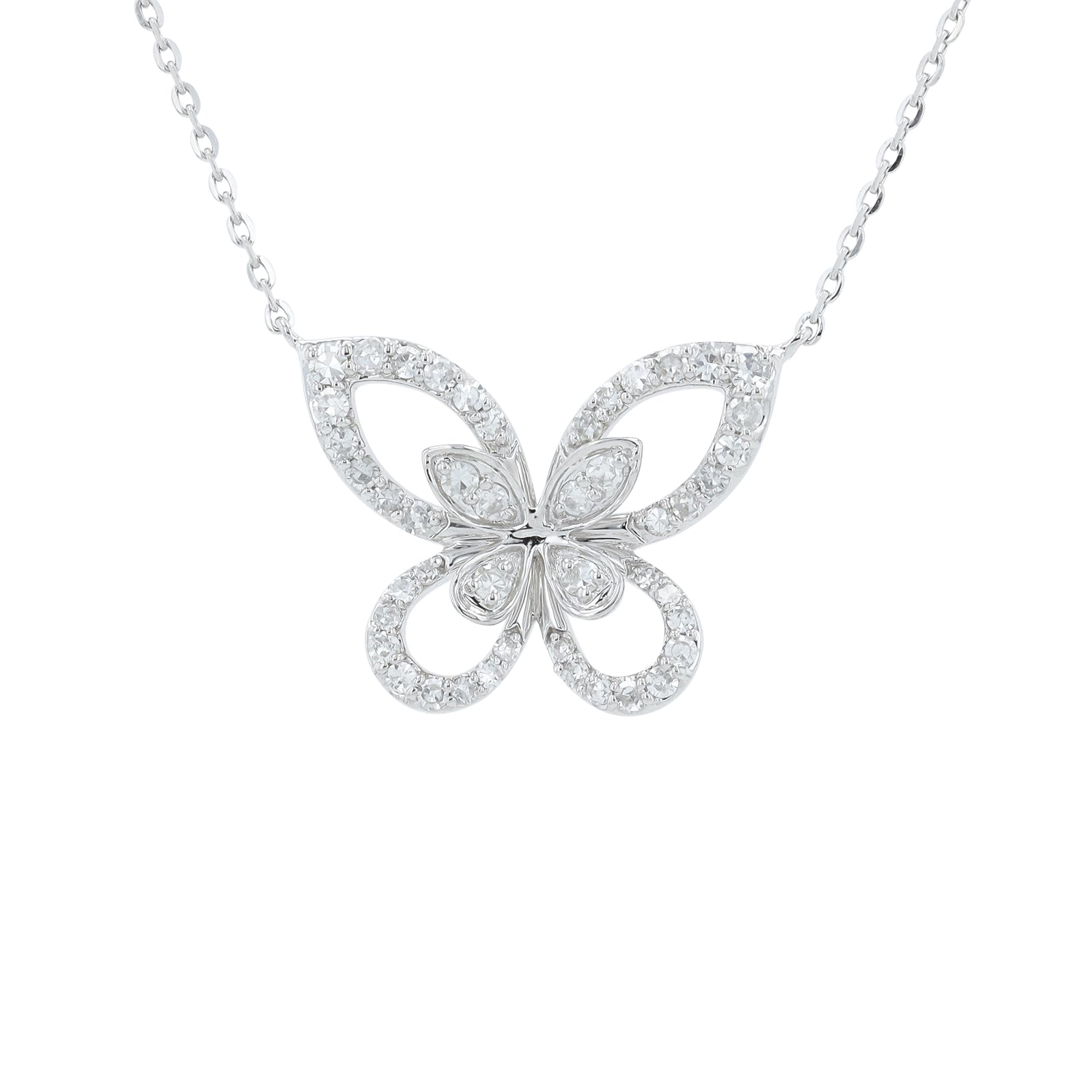 14K 0.28 CT Diamond Butterfly Necklace