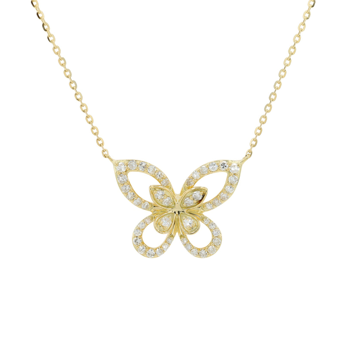14K 0.28 CT Diamond Butterfly Necklace