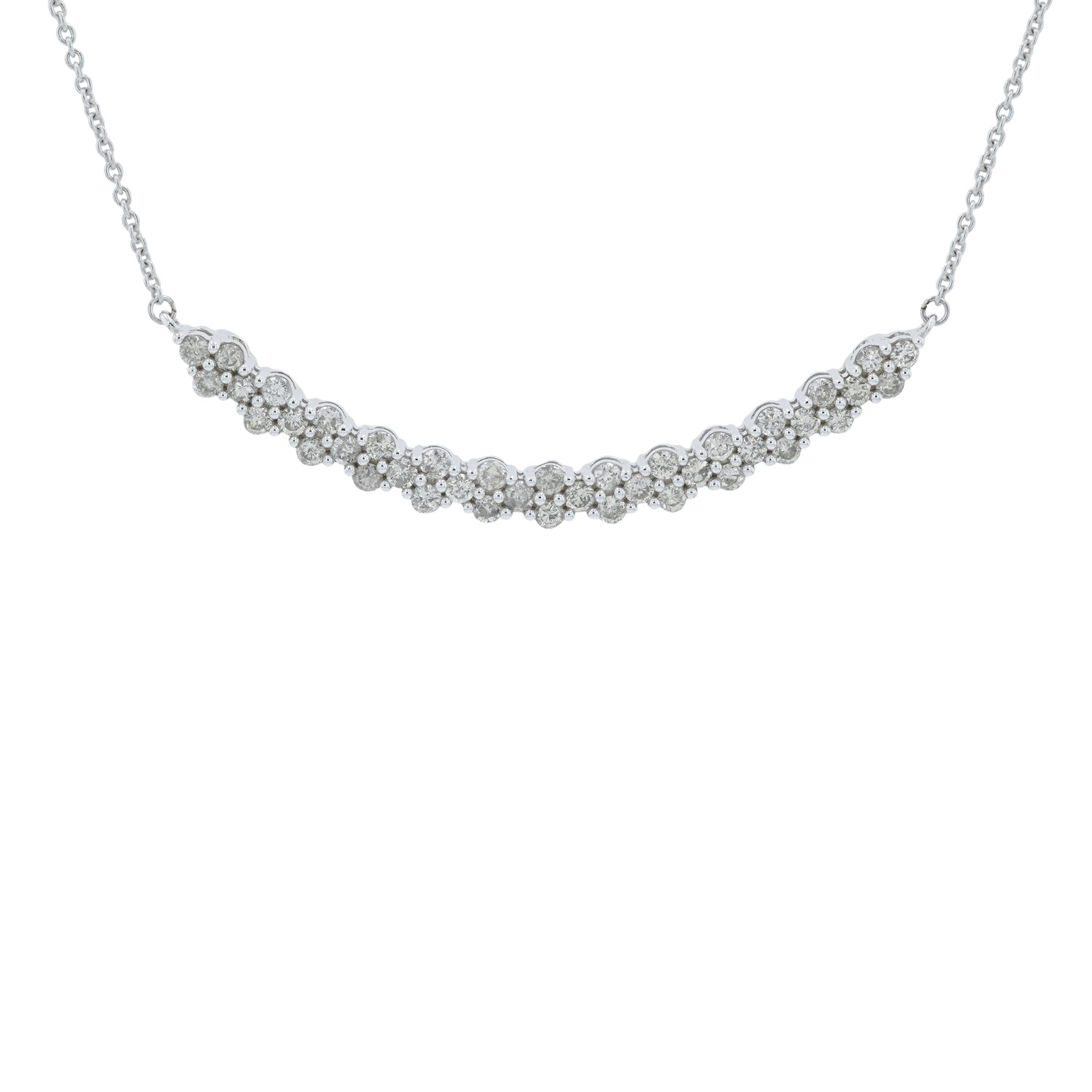 10K WG 1 CT Diamond Curved Bar Necklace