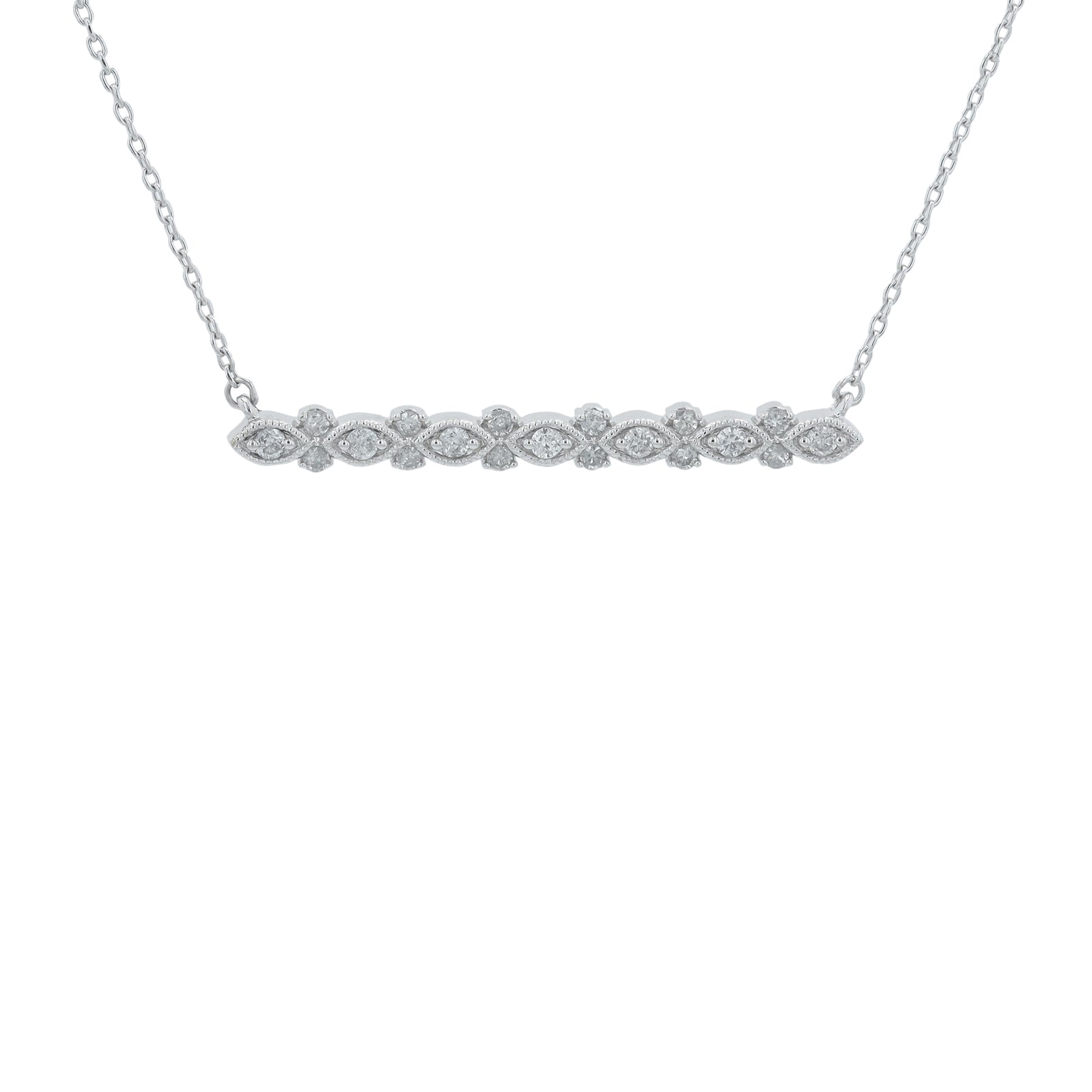 10K WG 1/5 CT Diamond Bar Necklace