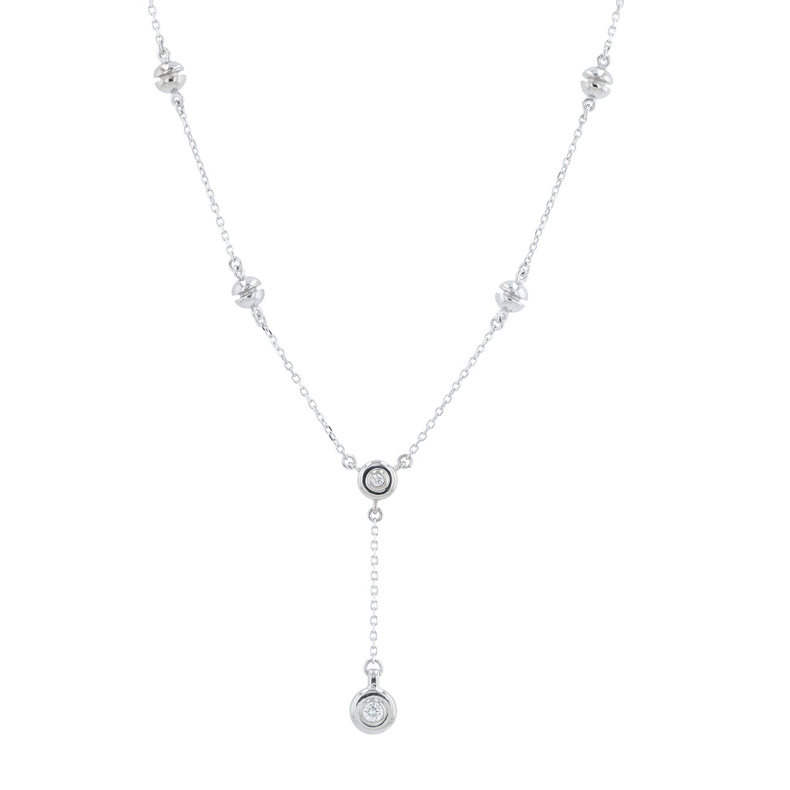 18K WG Mikimoto .11 CTW Diamond Lariat Necklace