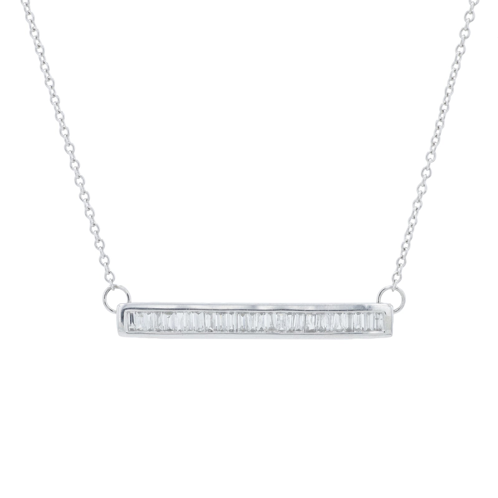 10K WG 1/6 CTW Diamond Bar Necklace