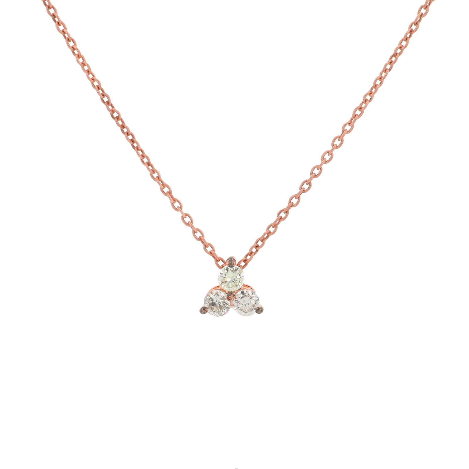10K RG 0.15 CT Three Stone Diamond Pendant