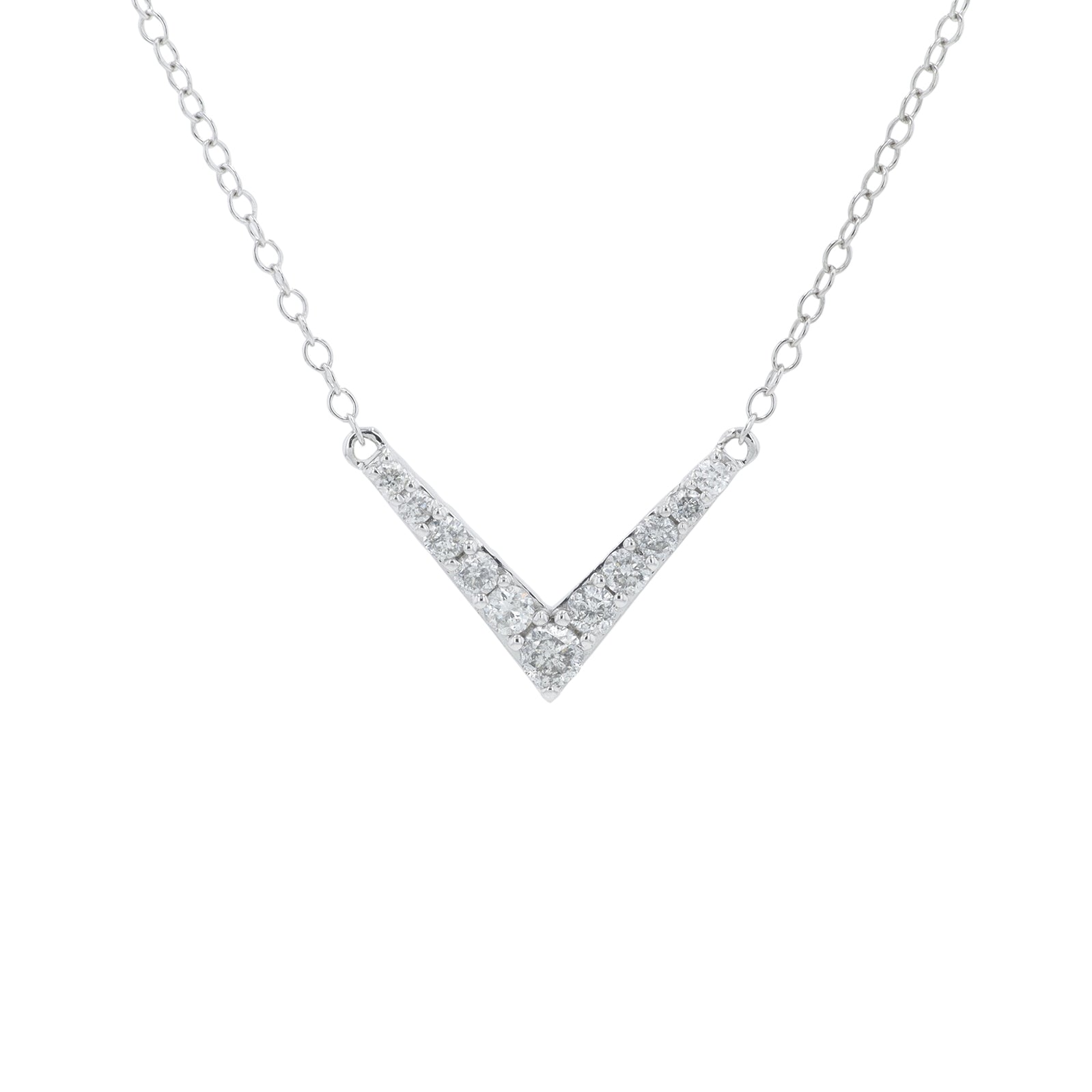 10K WG 0.33 CT Diamond Chevron Necklace