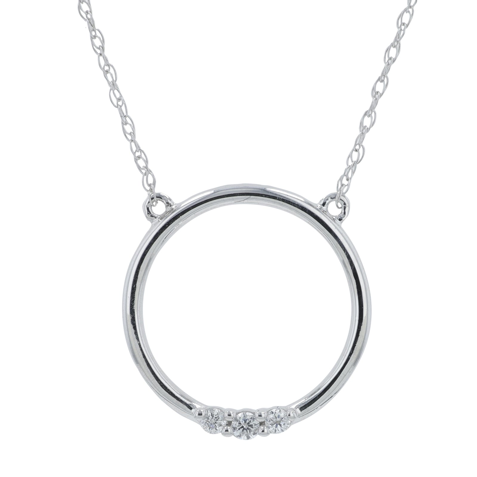 10K WG .10 CT Diamond Circle Necklace