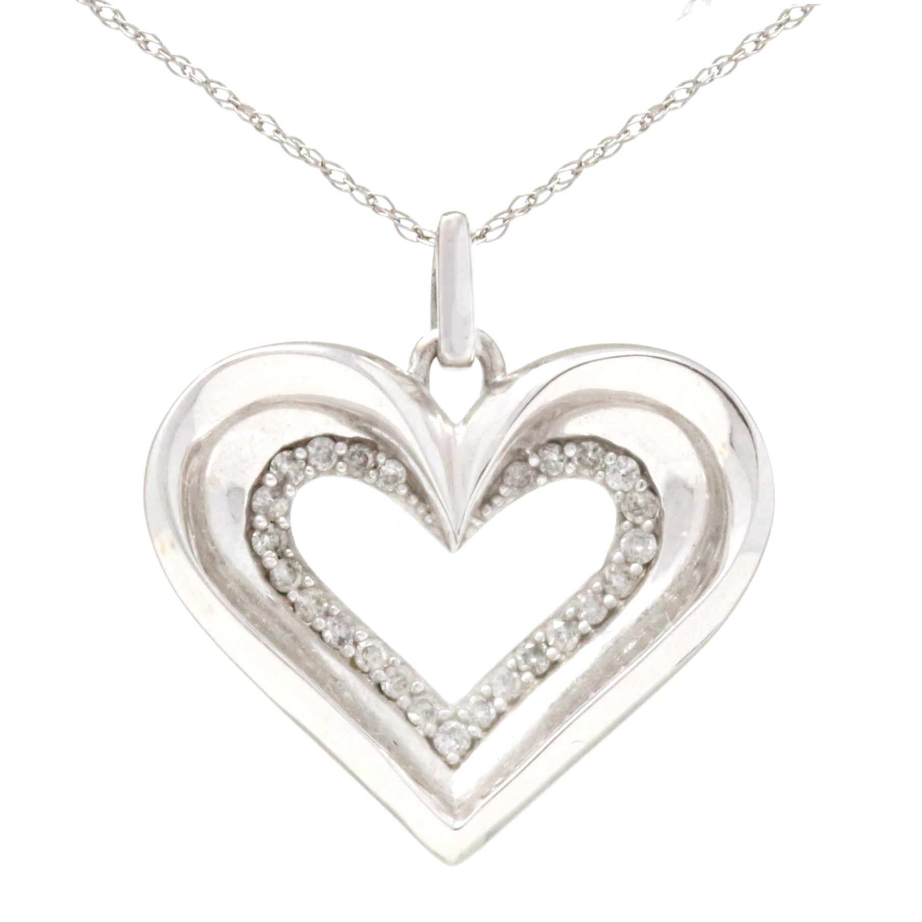 10K WG Diamond Heart Pendant
