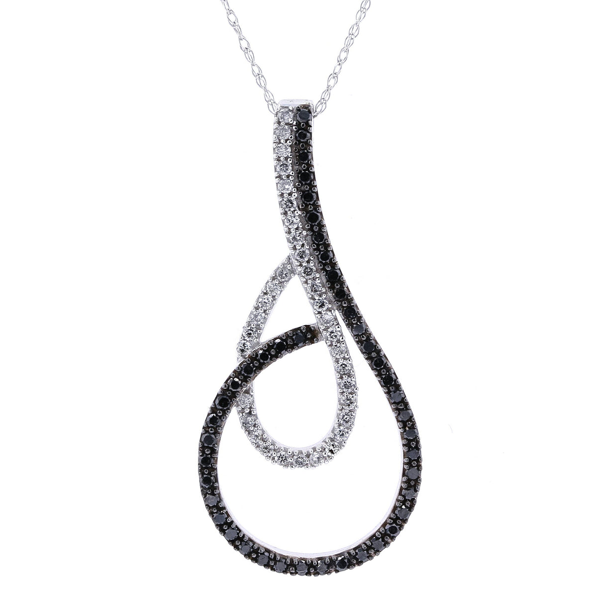 14K WG Black & White Diamond Pendant