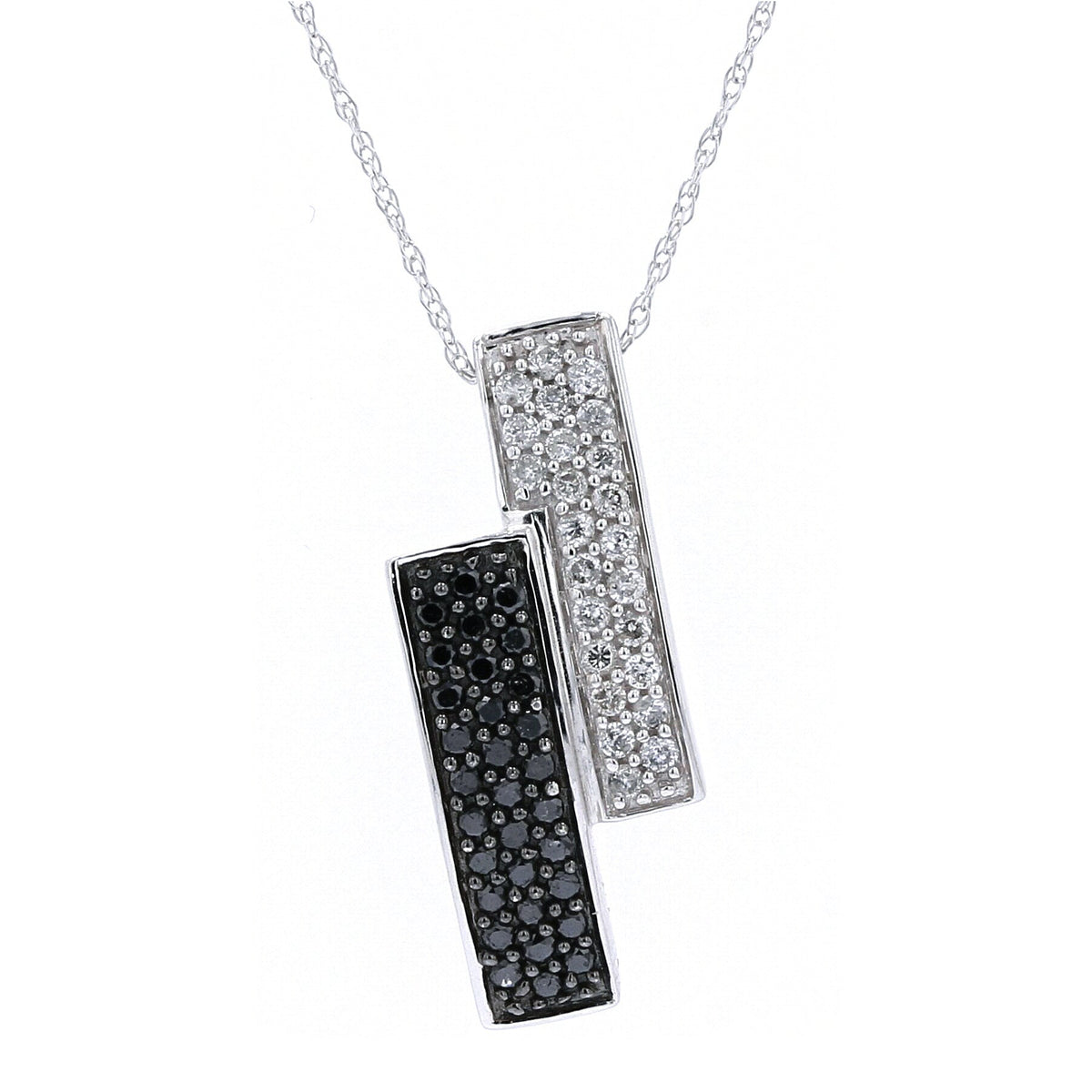 14K WG Black Diamond Bar Pendant
