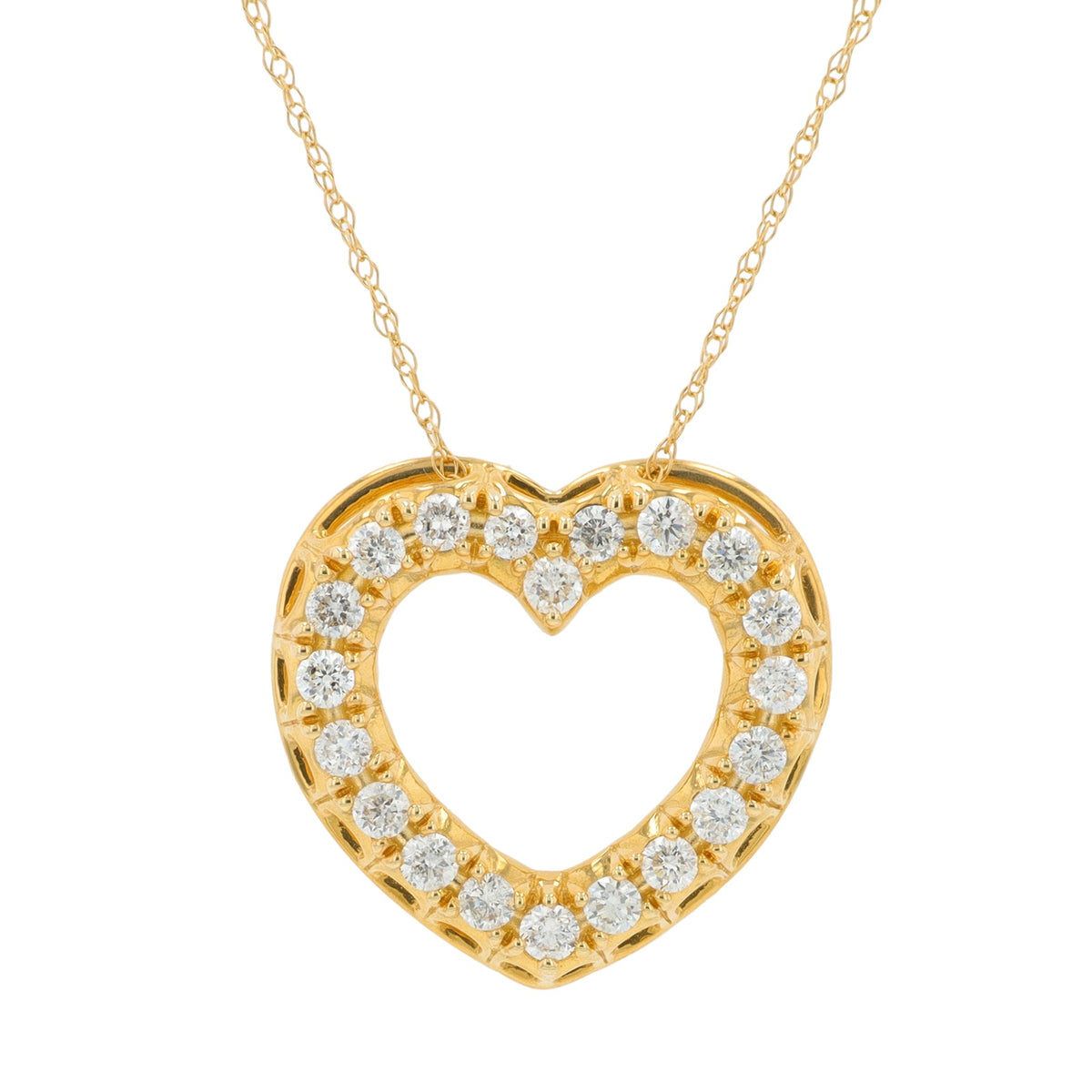 14K YG .50 CT Diamond Heart Necklace