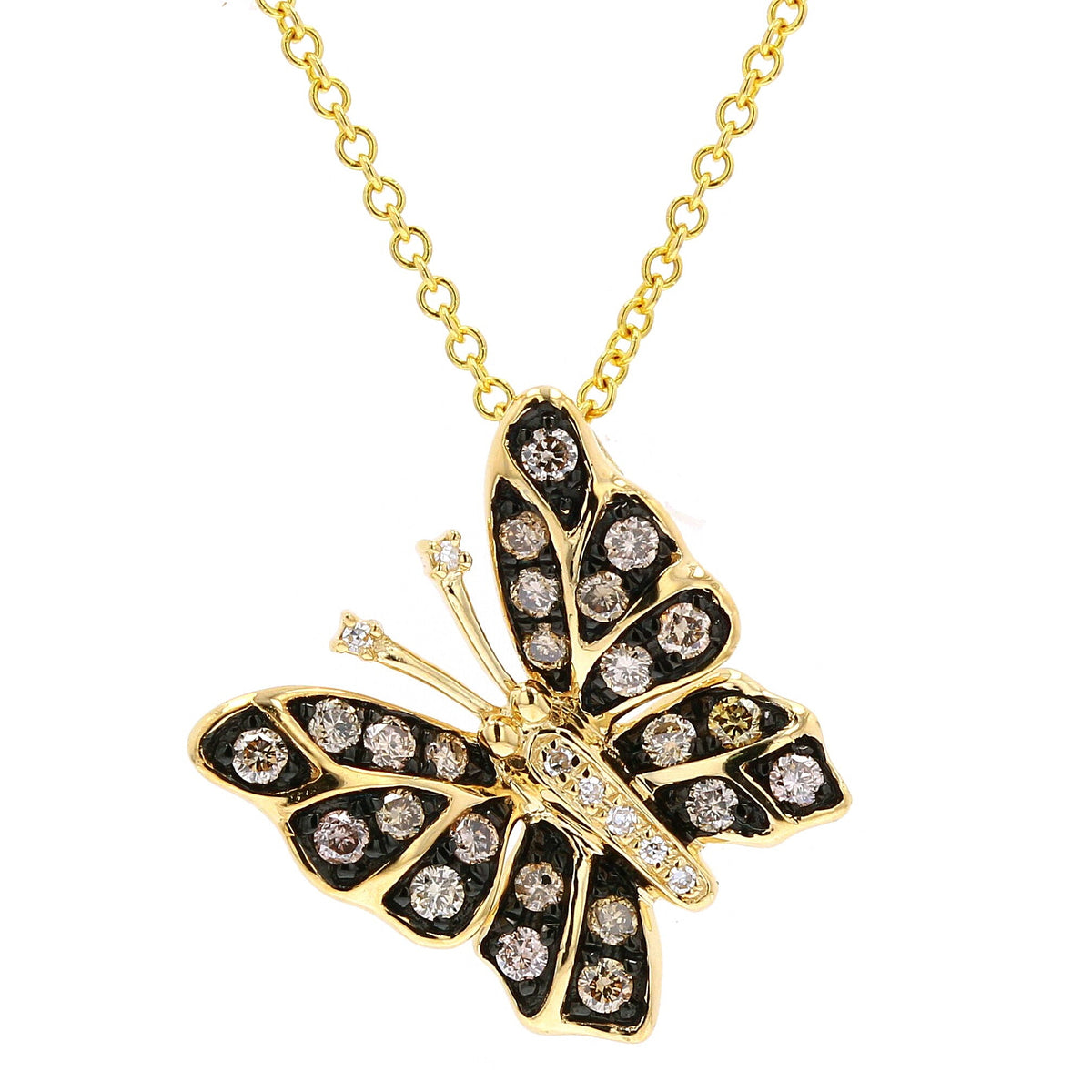 14K YG Chocolate Diamond EFFY Butterfly Pendant