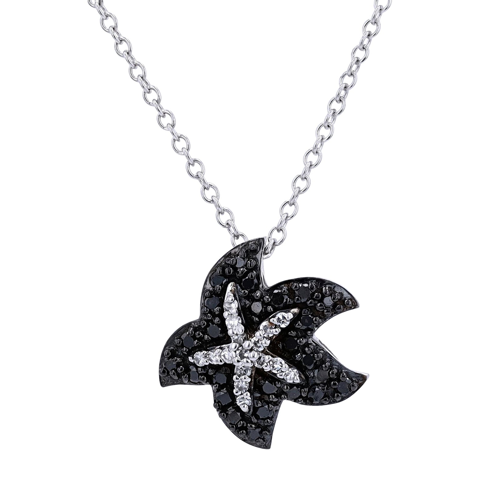 14K WG EFFY Black Diamond Starfish Pendant
