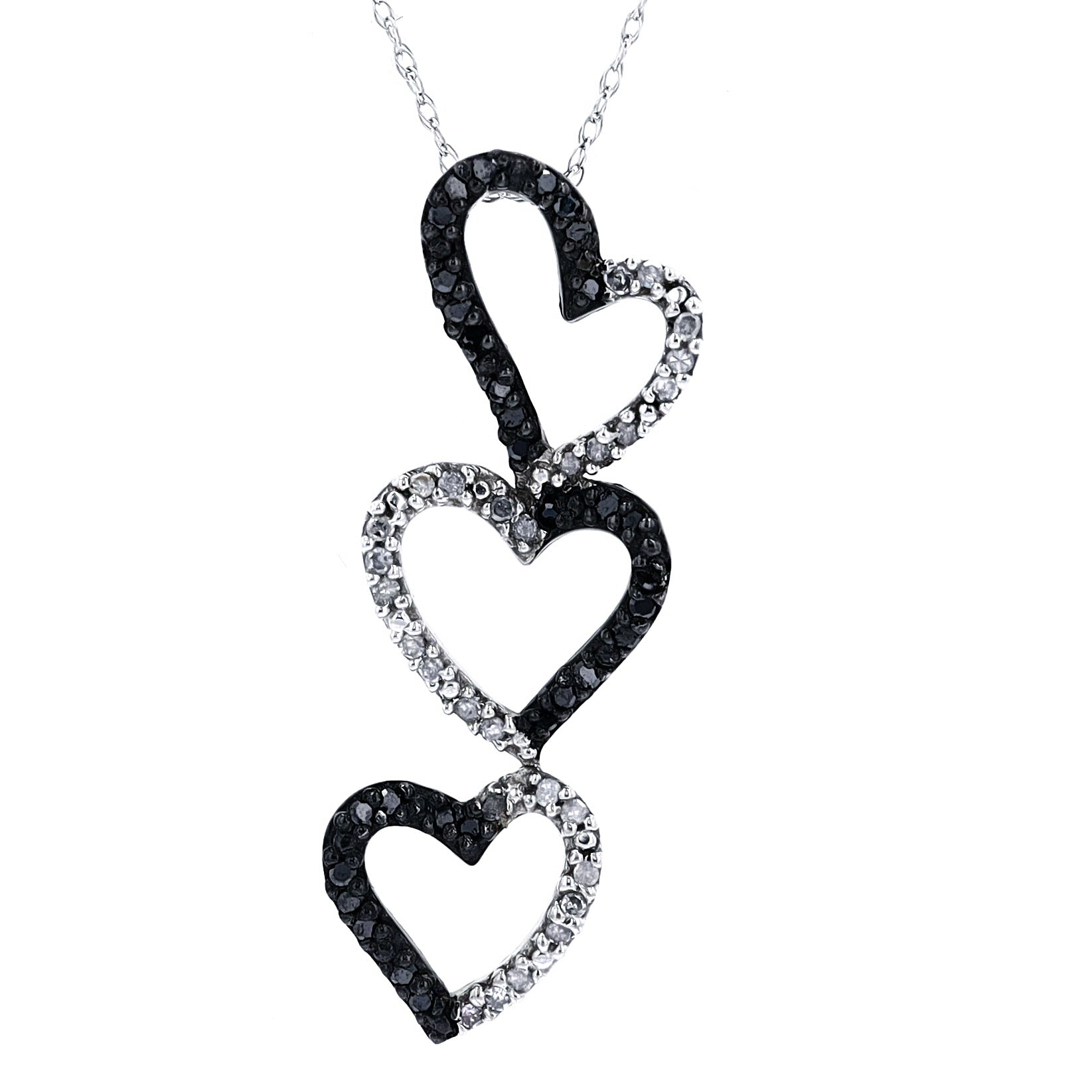 10K WG Black Diamond Heart Pendant