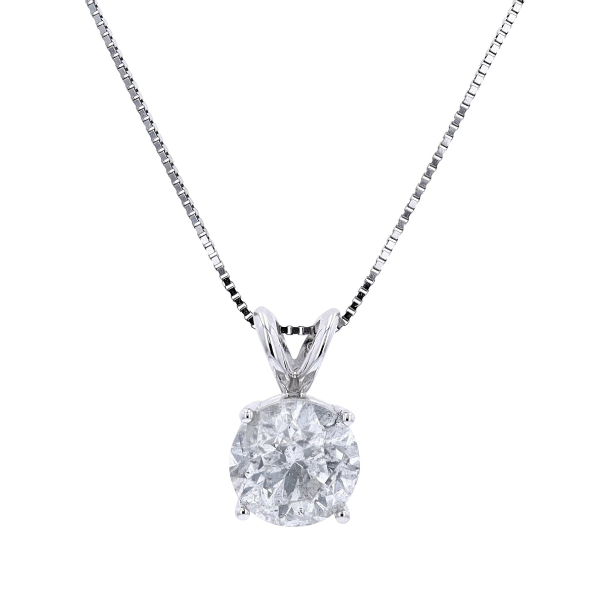14K WG Diamond Solitaire Pendant