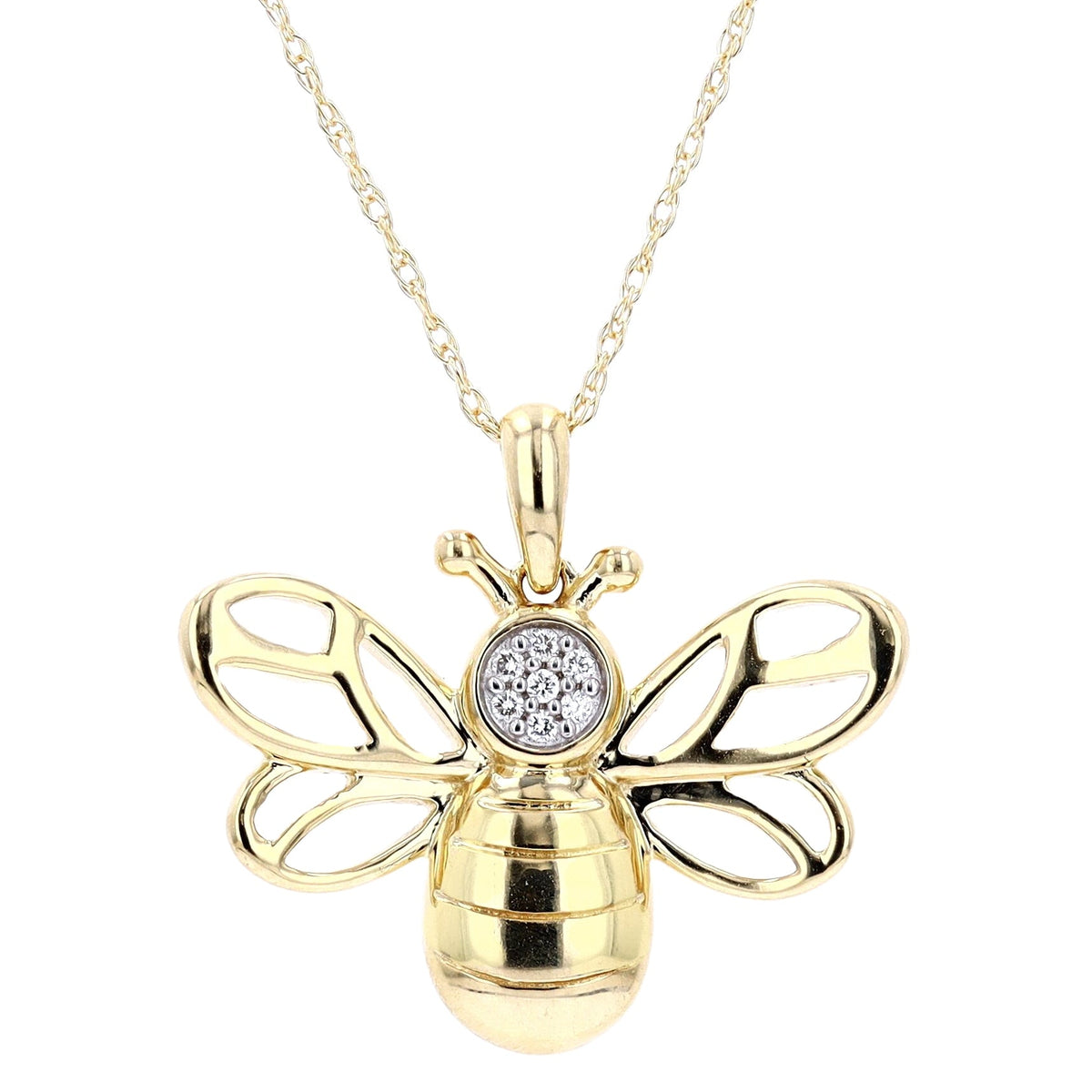 14K YG Diamond Bee Pendant