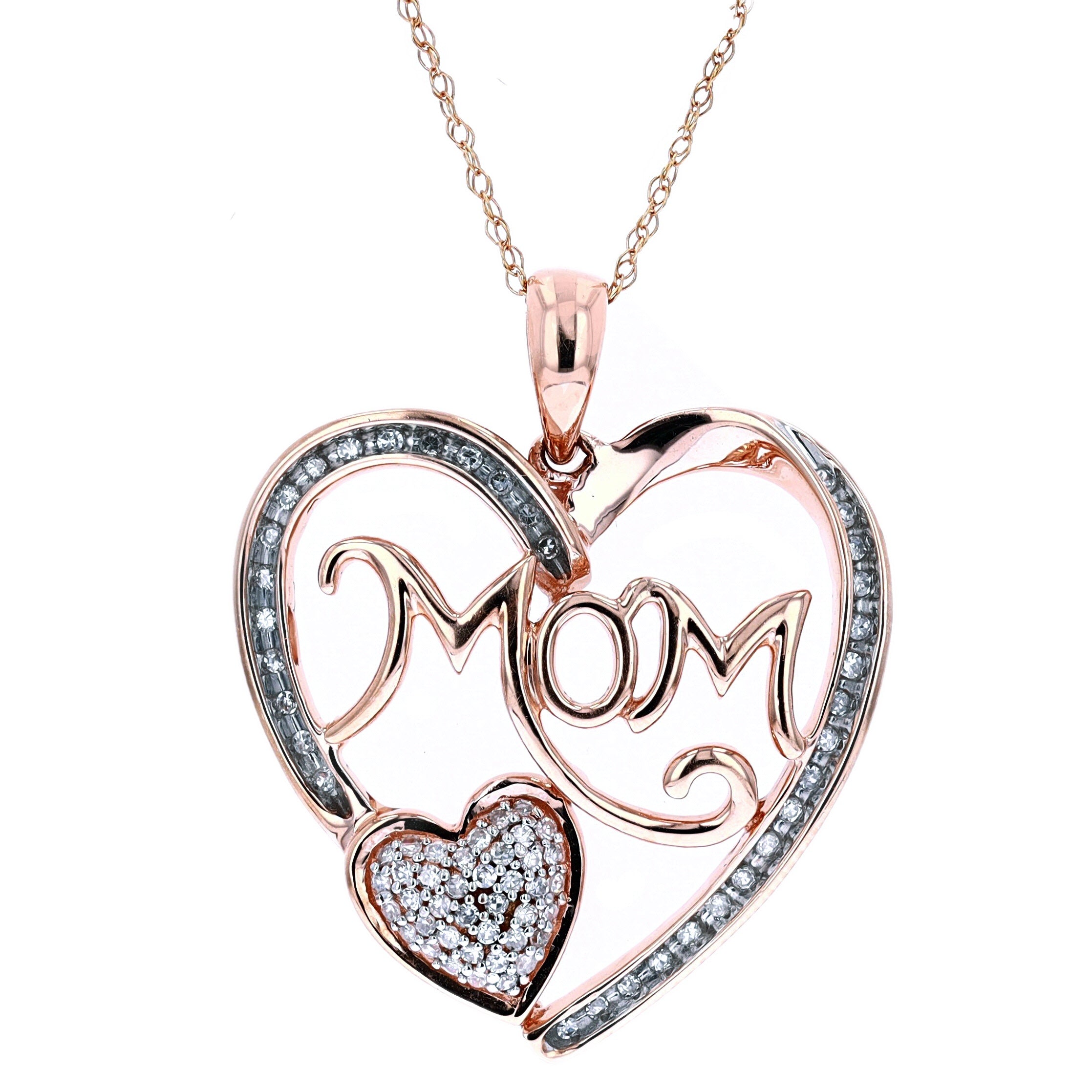 10K RG Diamond Heart Pendant