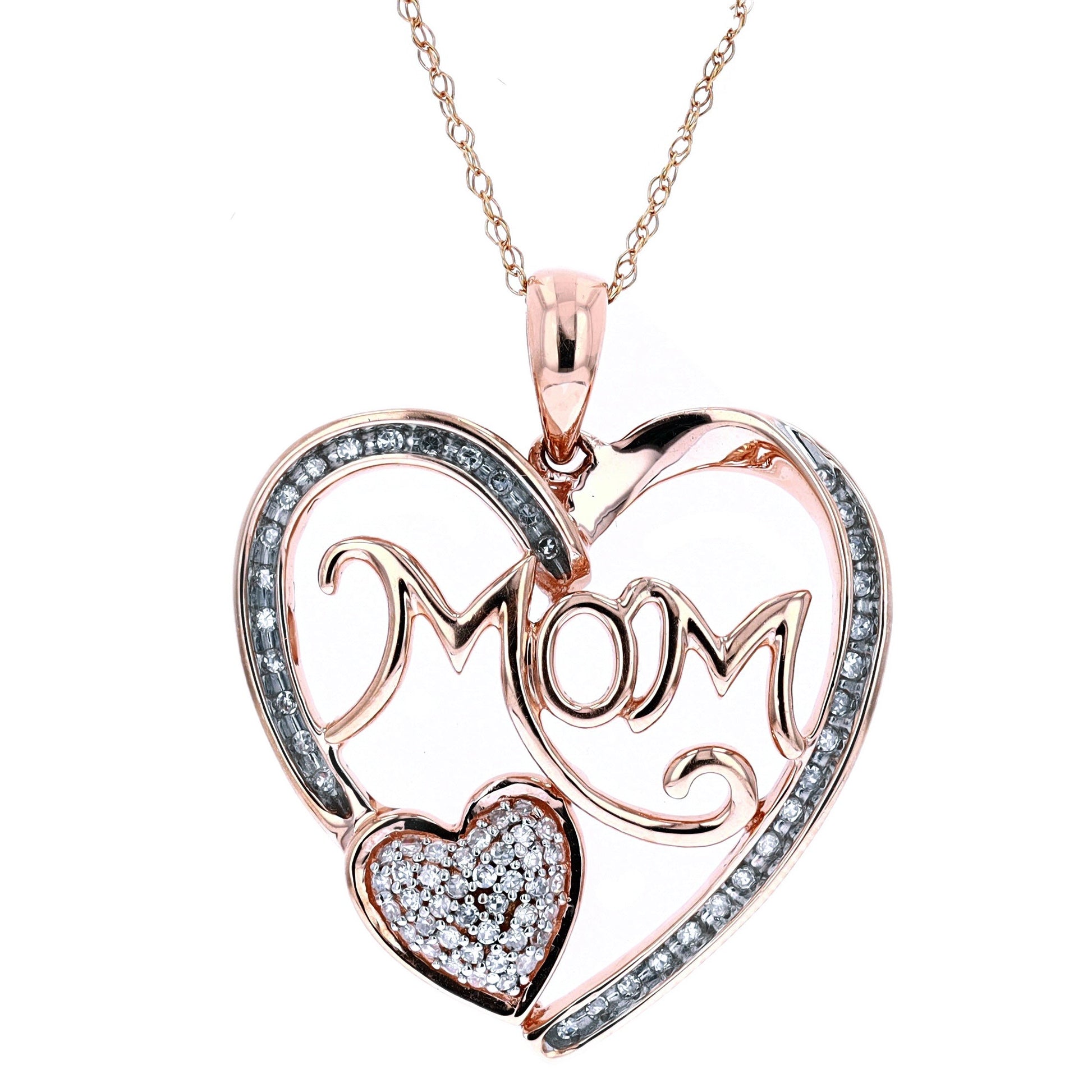 10K RG Diamond Heart Pendant